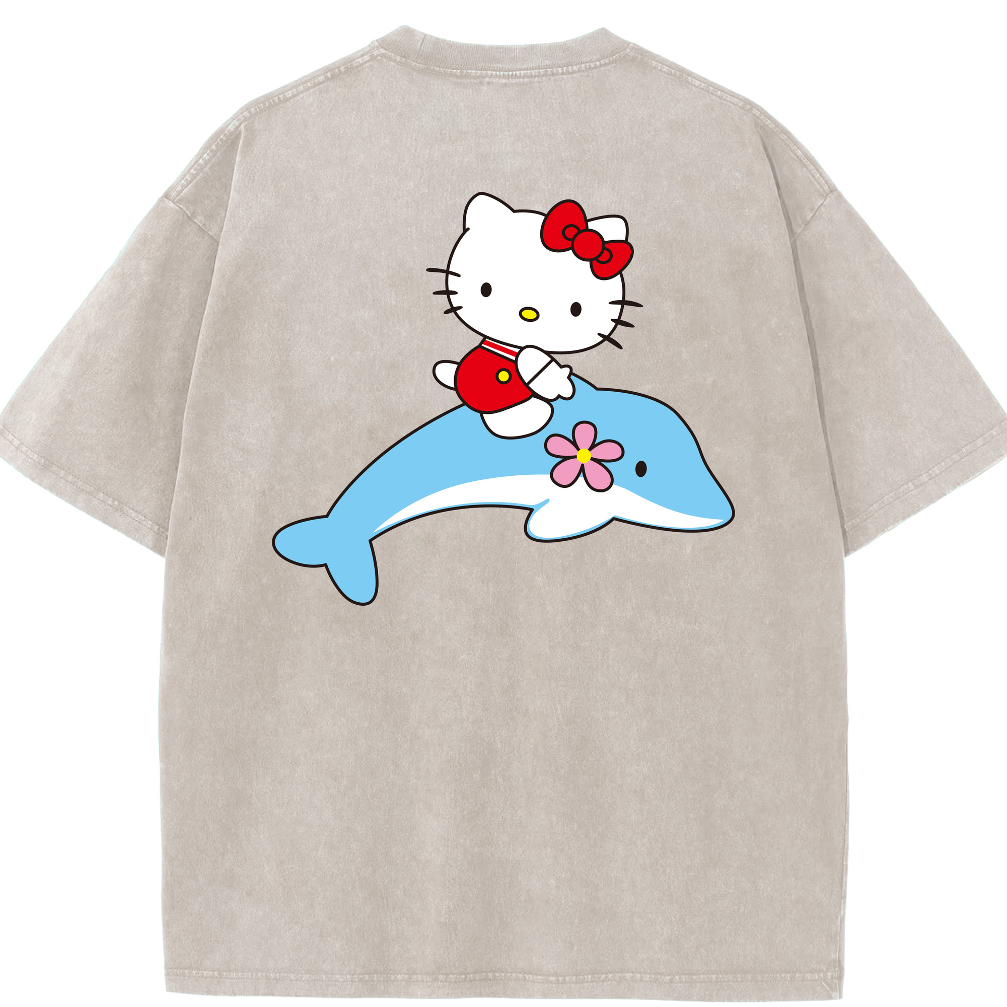 （画像用） Hello Kitty ハローキティ 綿100% ヴィンテージ風 半袖Tシャツ（背面プリント）