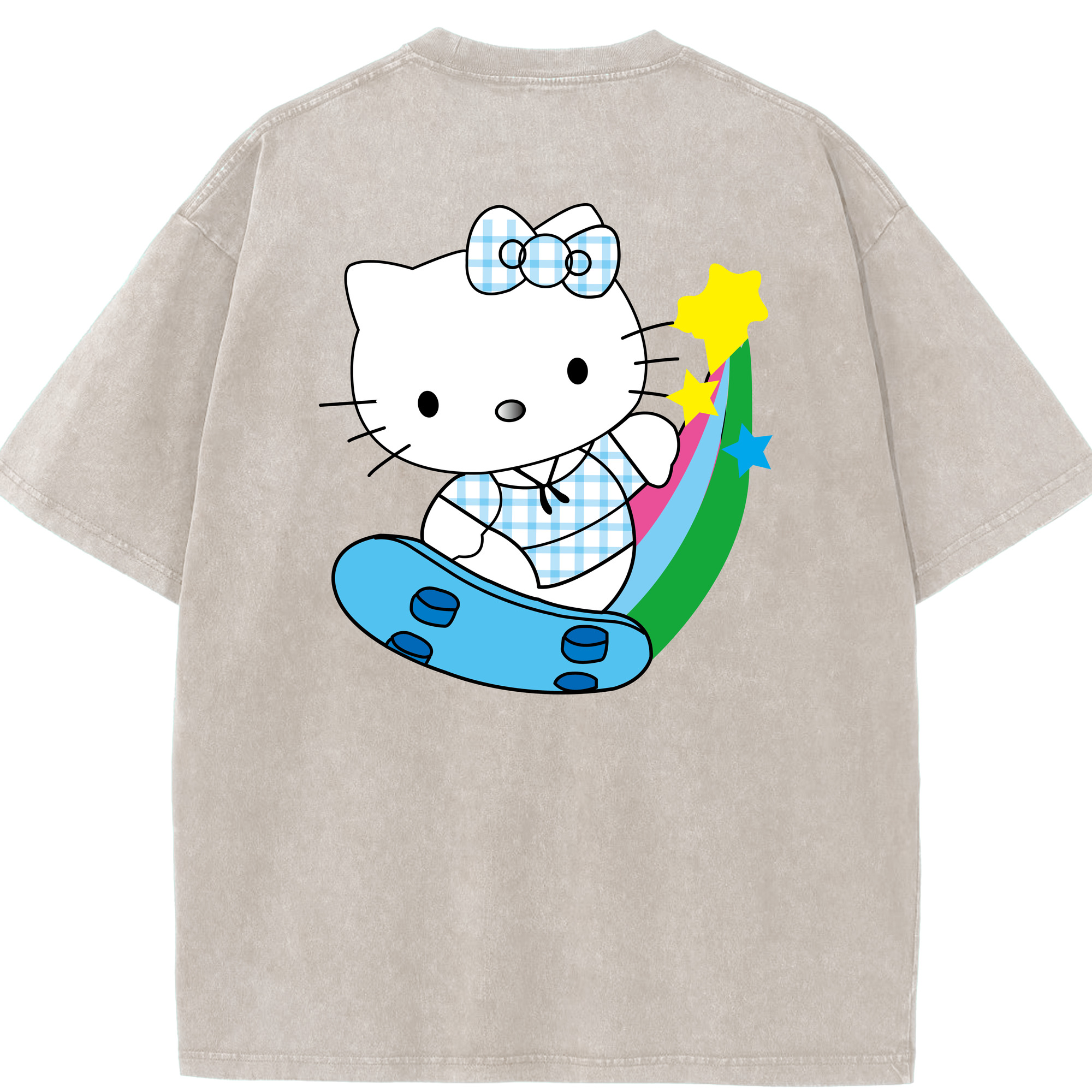 （画像用） Hello Kitty ハローキティ 綿100% ヴィンテージ風 半袖Tシャツ（背面プリント）