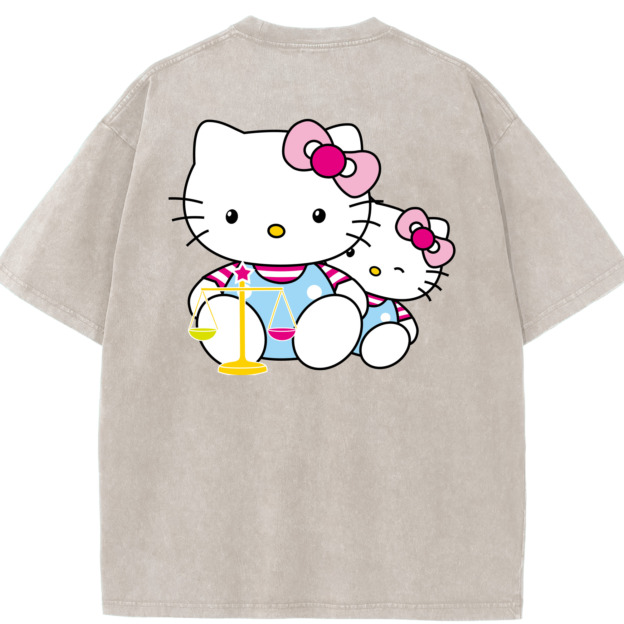 （画像用） Hello Kitty ハローキティ 綿100% ヴィンテージ風 半袖Tシャツ（背面プリント）