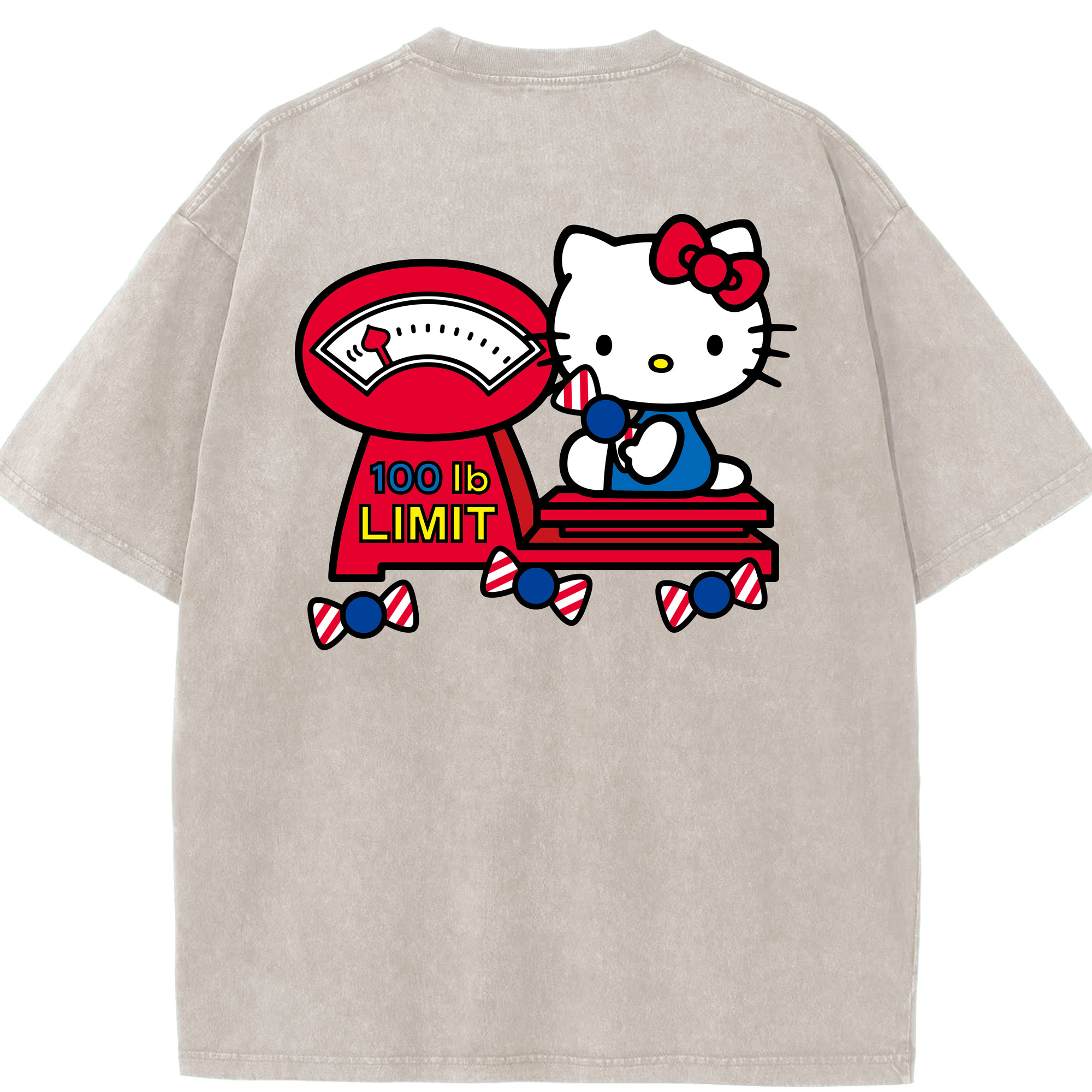 （画像用） Hello Kitty ハローキティ 綿100% ヴィンテージ風 半袖Tシャツ（背面プリント）