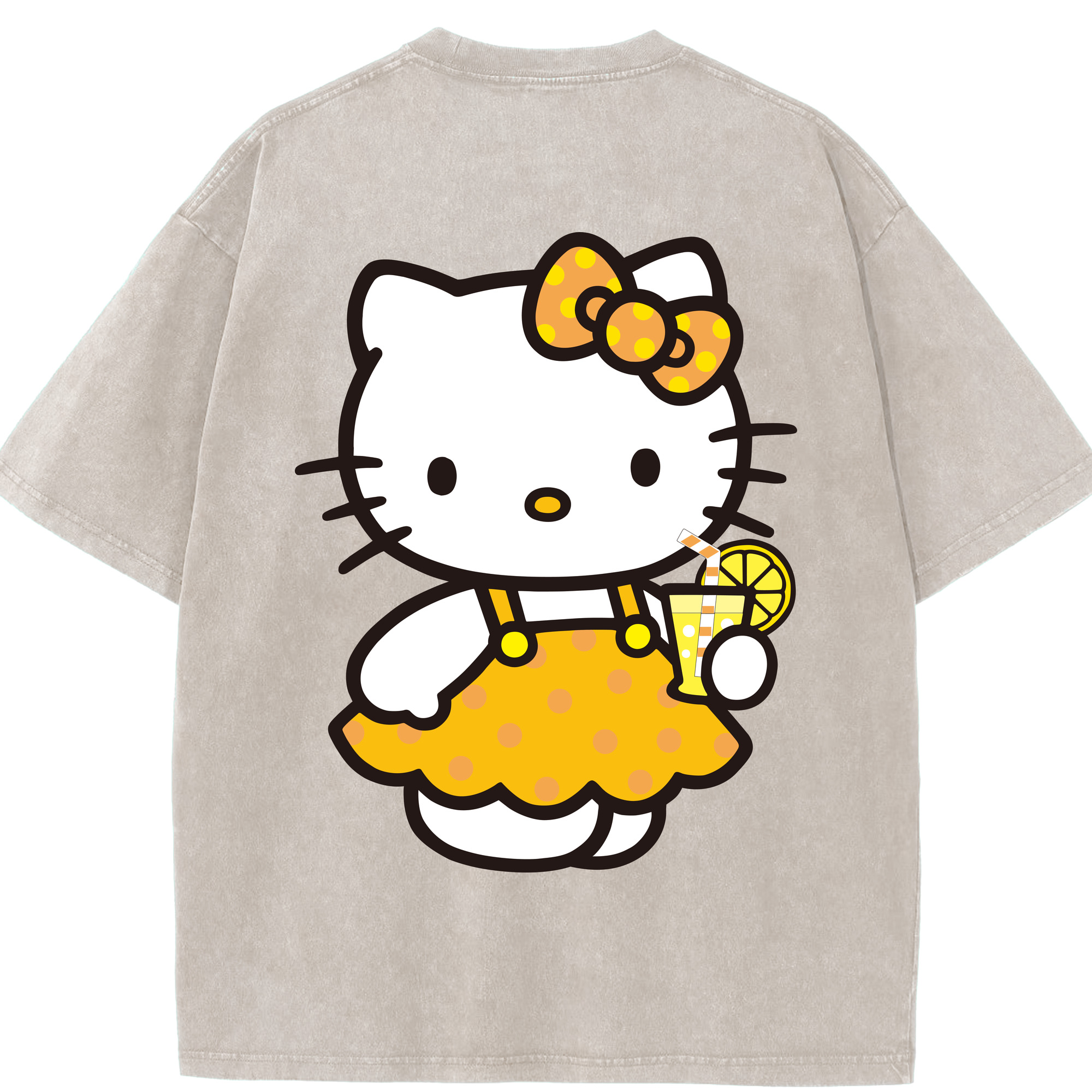 （画像用） Hello Kitty ハローキティ 綿100% ヴィンテージ風 半袖Tシャツ（背面プリント）