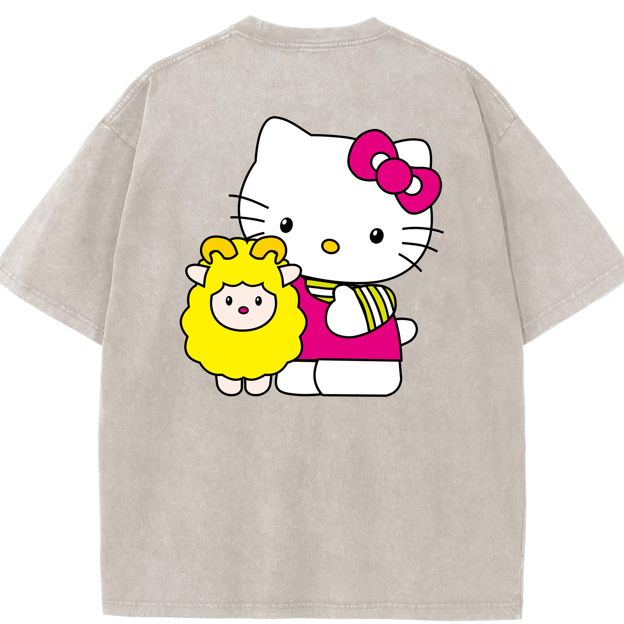 （画像用） Hello Kitty ハローキティ 綿100% ヴィンテージ風 半袖Tシャツ（背面プリント）