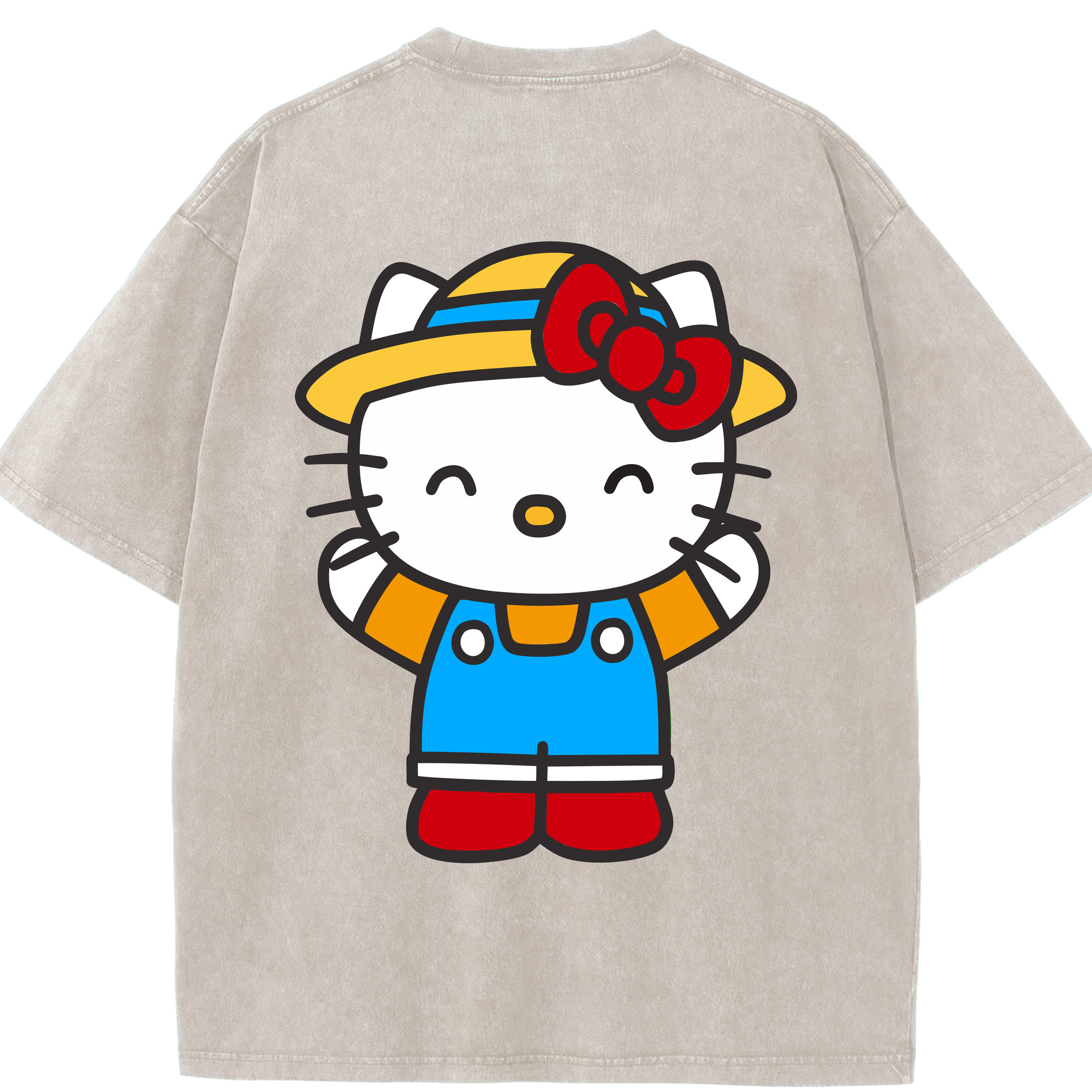 （画像用） Hello Kitty ハローキティ 綿100% ヴィンテージ風 半袖Tシャツ（背面プリント）