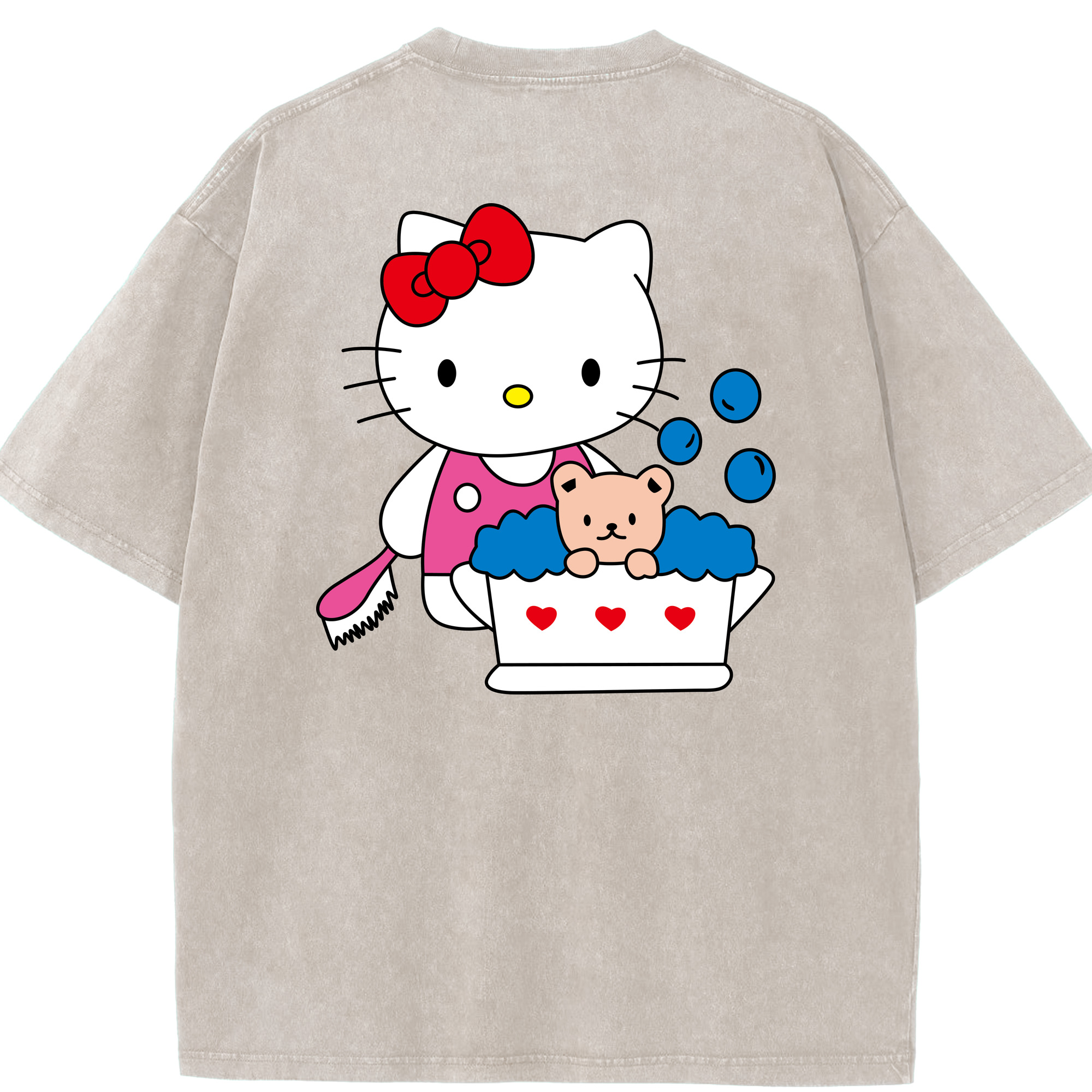 （画像用） Hello Kitty ハローキティ 綿100% ヴィンテージ風 半袖Tシャツ（背面プリント）