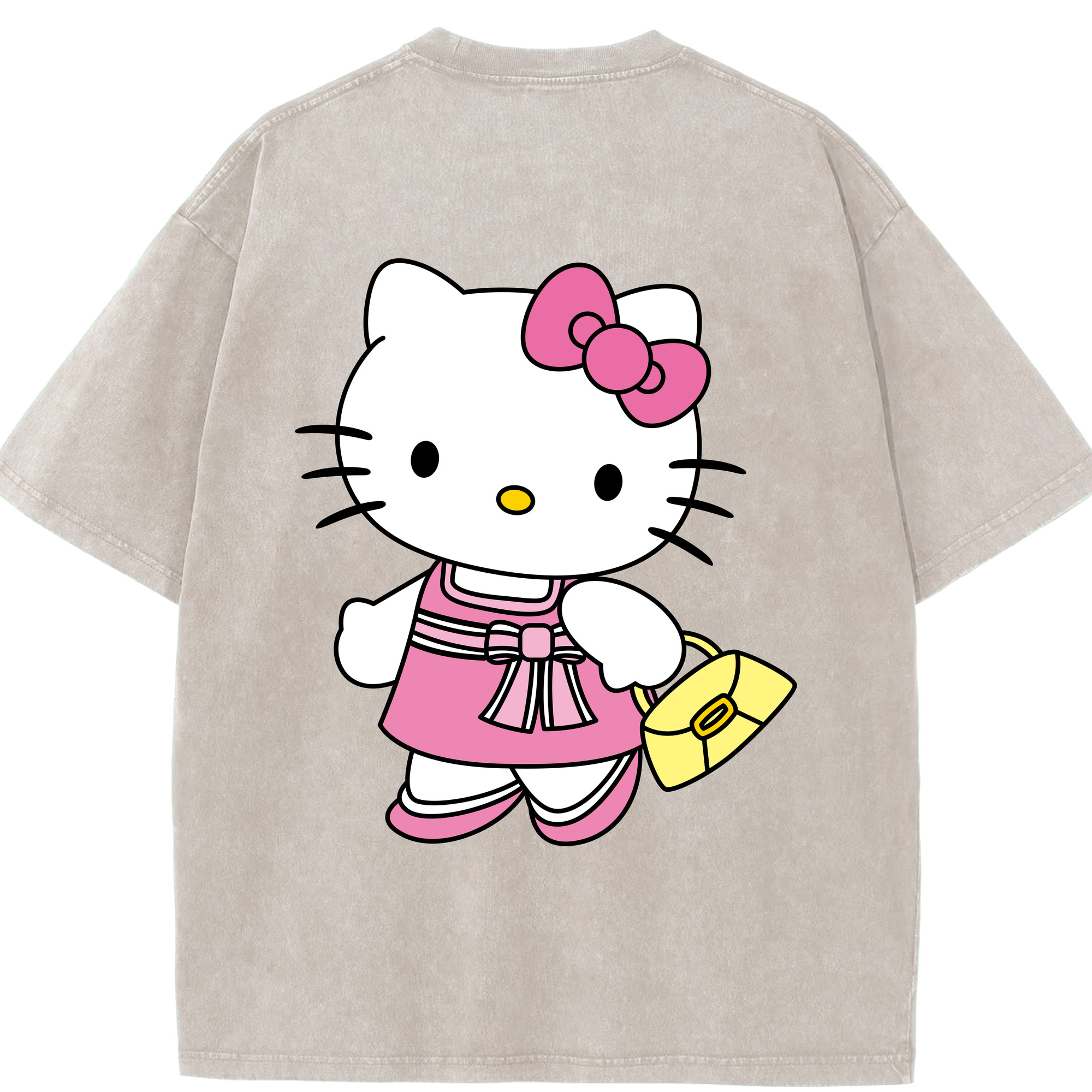 （画像用） Hello Kitty ハローキティ 綿100% ヴィンテージ風 半袖Tシャツ（背面プリント）