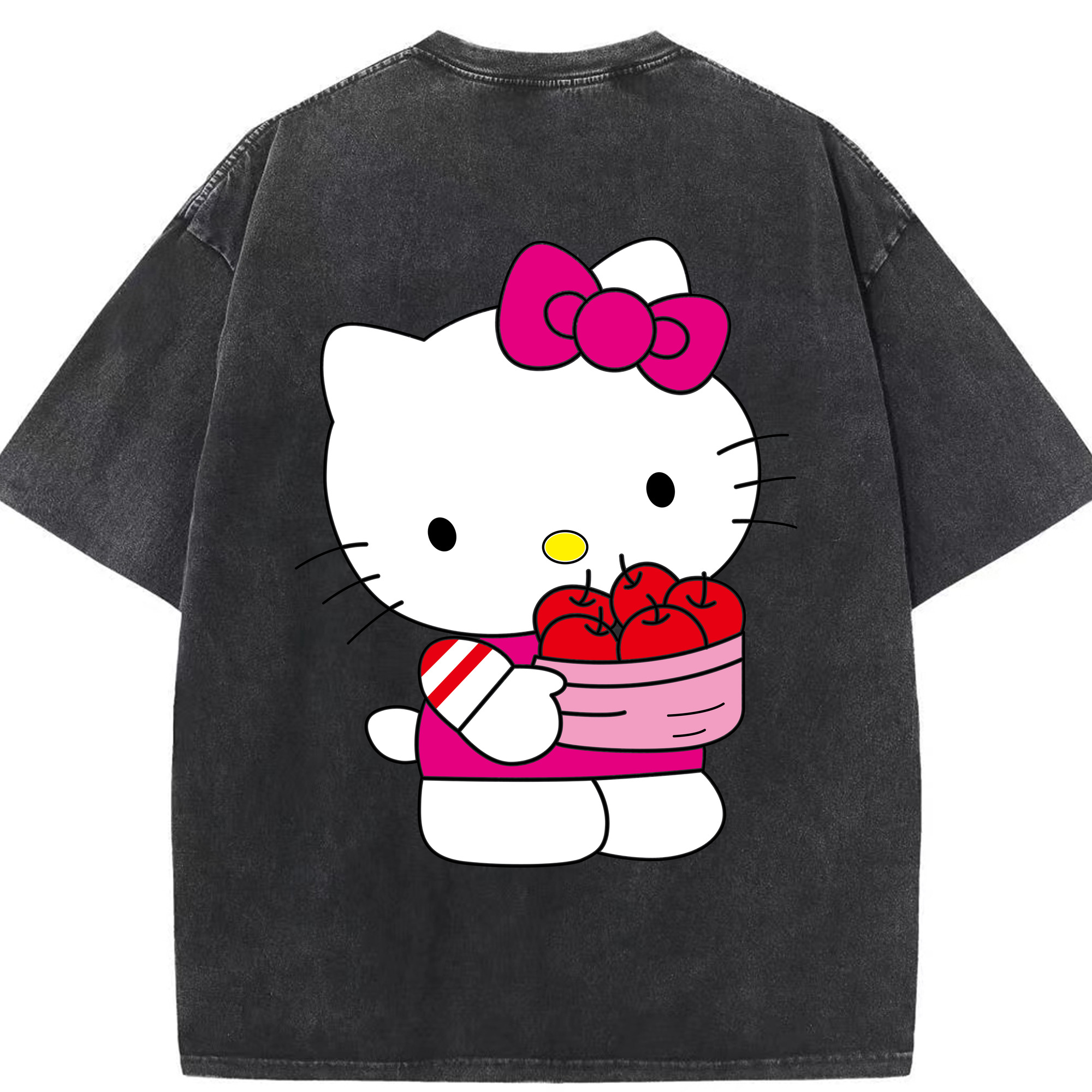 （画像用） Hello Kitty ハローキティ 綿100% ヴィンテージ風 半袖Tシャツ（背面プリント）