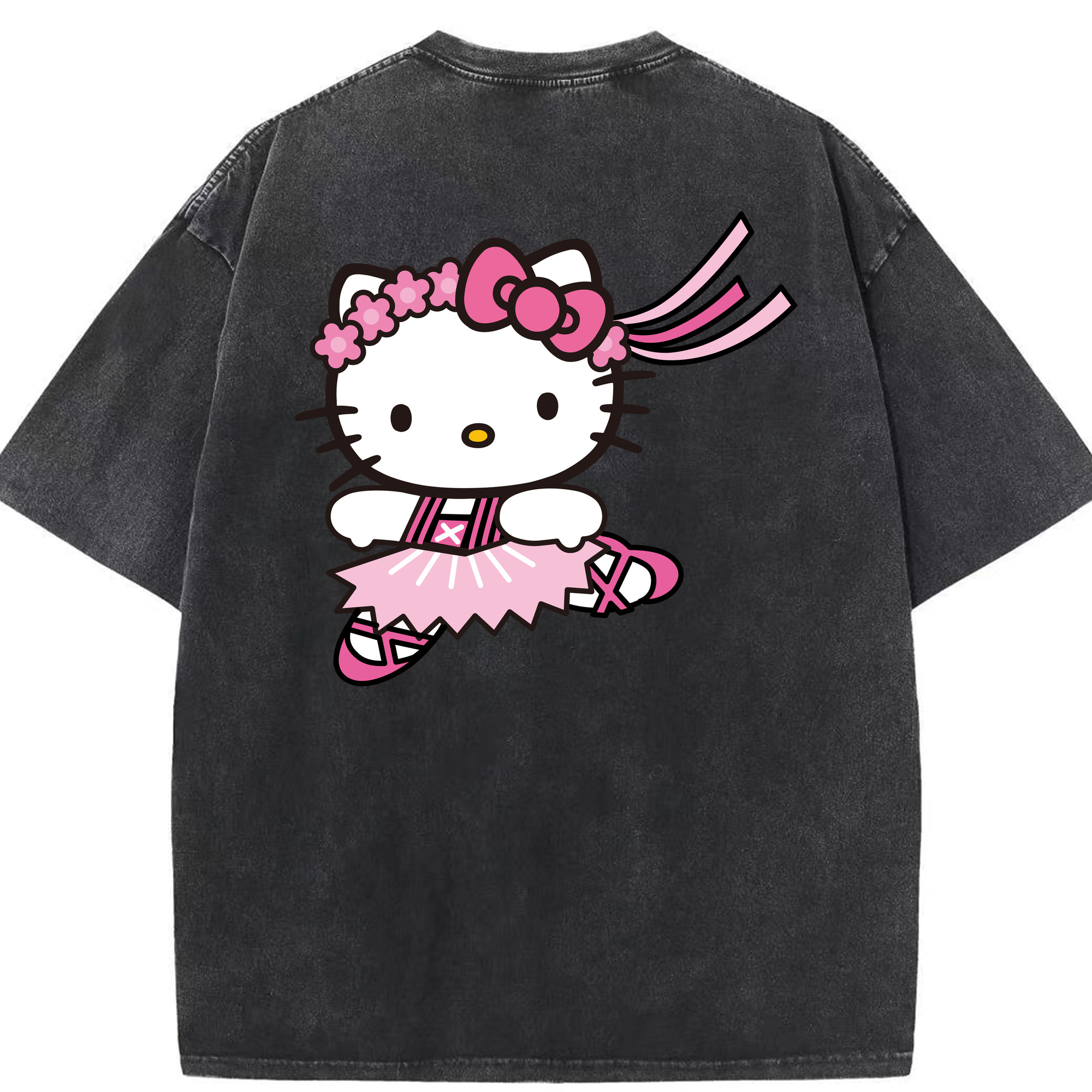 （画像用） Hello Kitty ハローキティ 綿100% ヴィンテージ風 半袖Tシャツ（背面プリント）