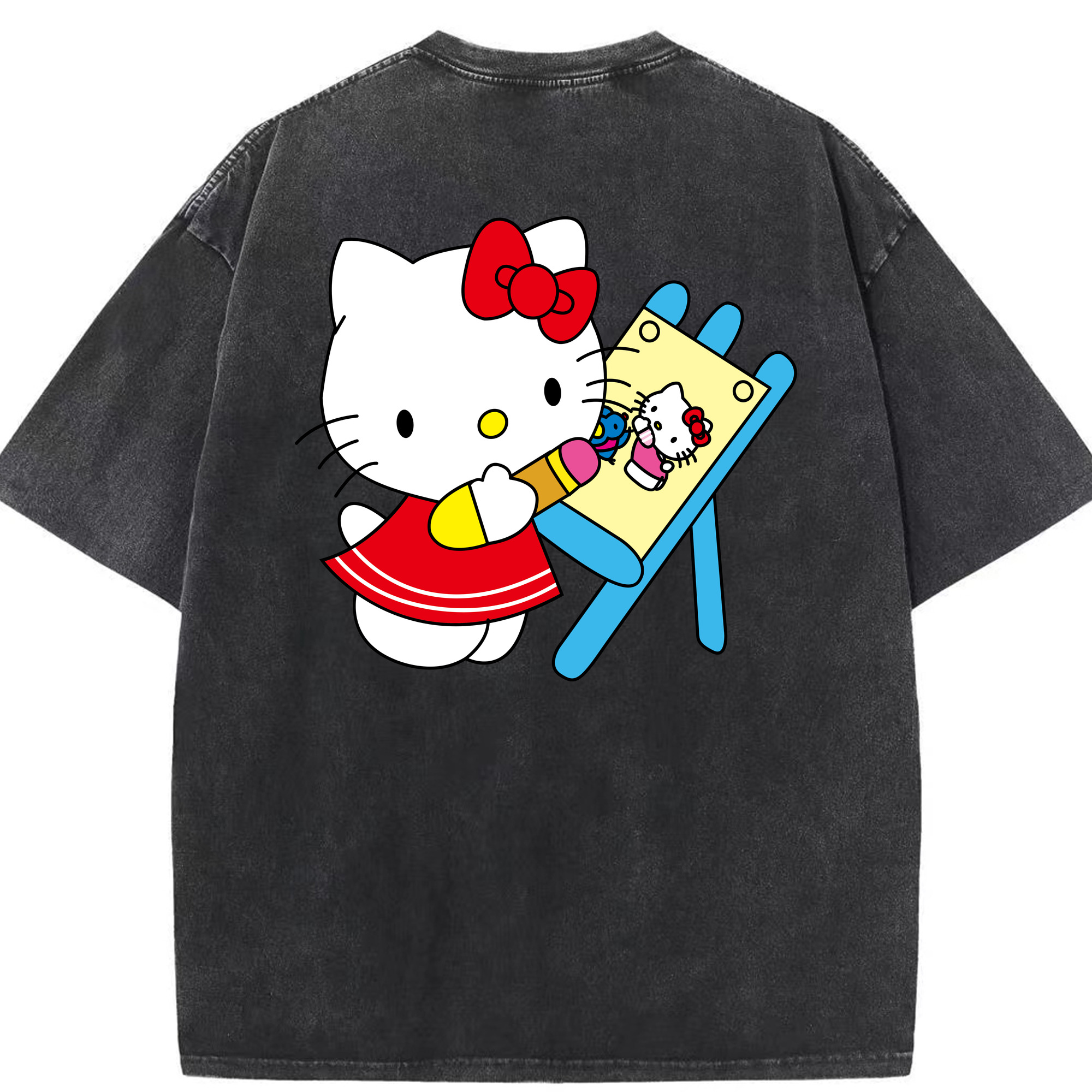 （画像用） Hello Kitty ハローキティ 綿100% ヴィンテージ風 半袖Tシャツ（背面プリント）