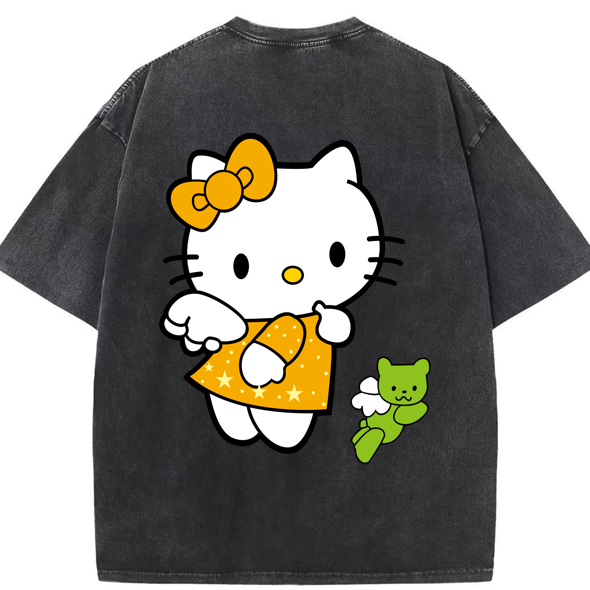 （画像用） Hello Kitty ハローキティ 綿100% ヴィンテージ風 半袖Tシャツ（背面プリント）