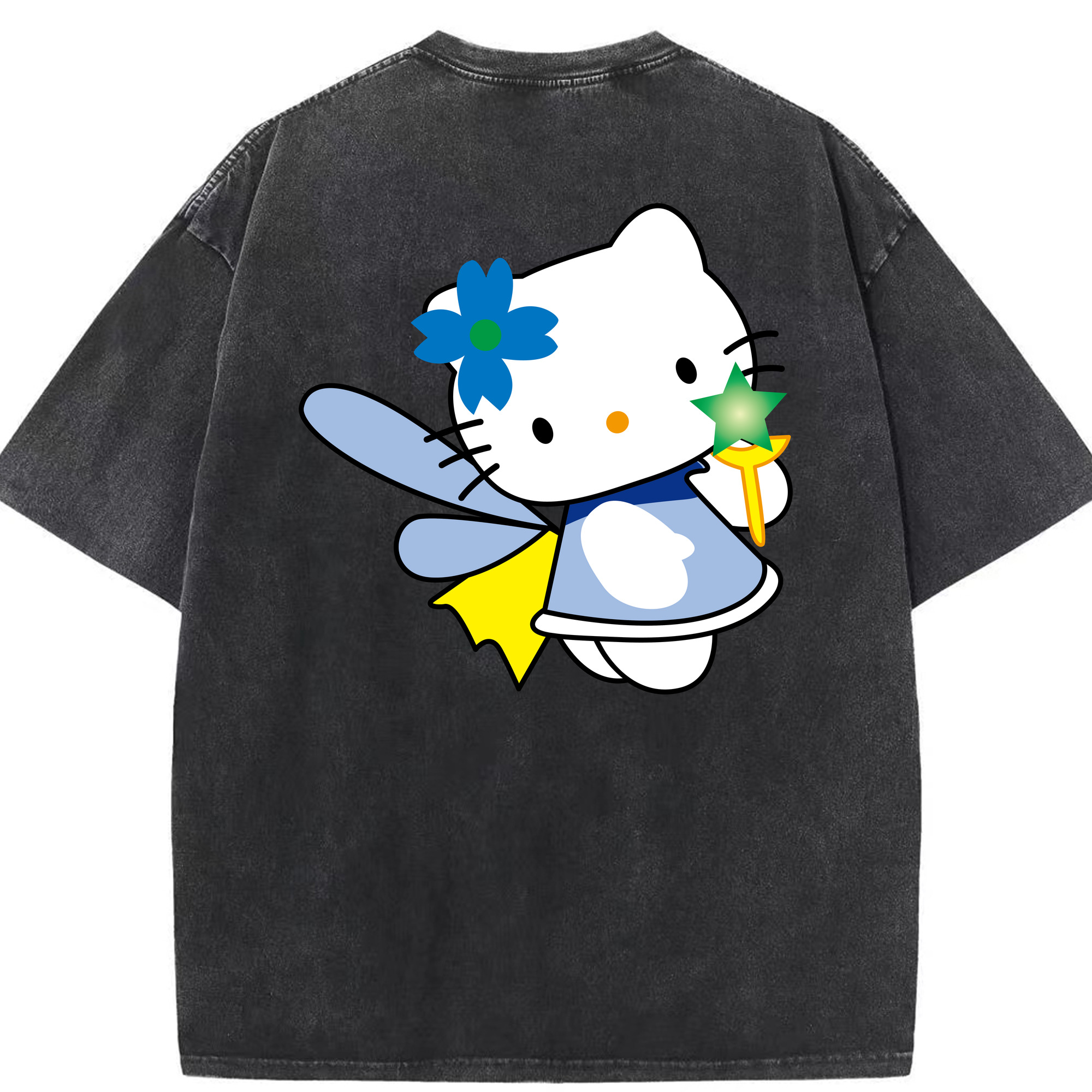 （画像用） Hello Kitty ハローキティ 綿100% ヴィンテージ風 半袖Tシャツ（背面プリント）