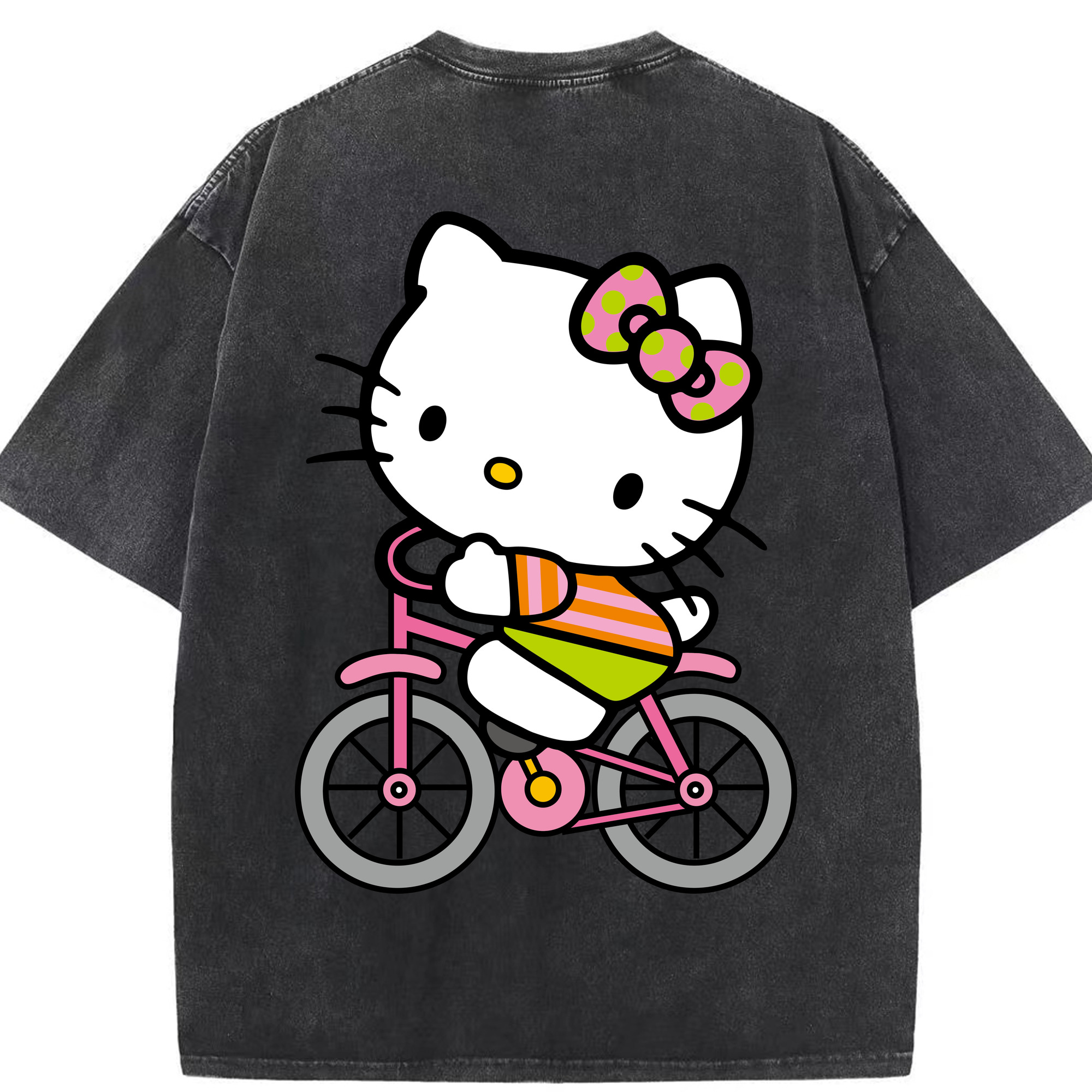 （画像用） Hello Kitty ハローキティ 綿100% ヴィンテージ風 半袖Tシャツ（背面プリント）