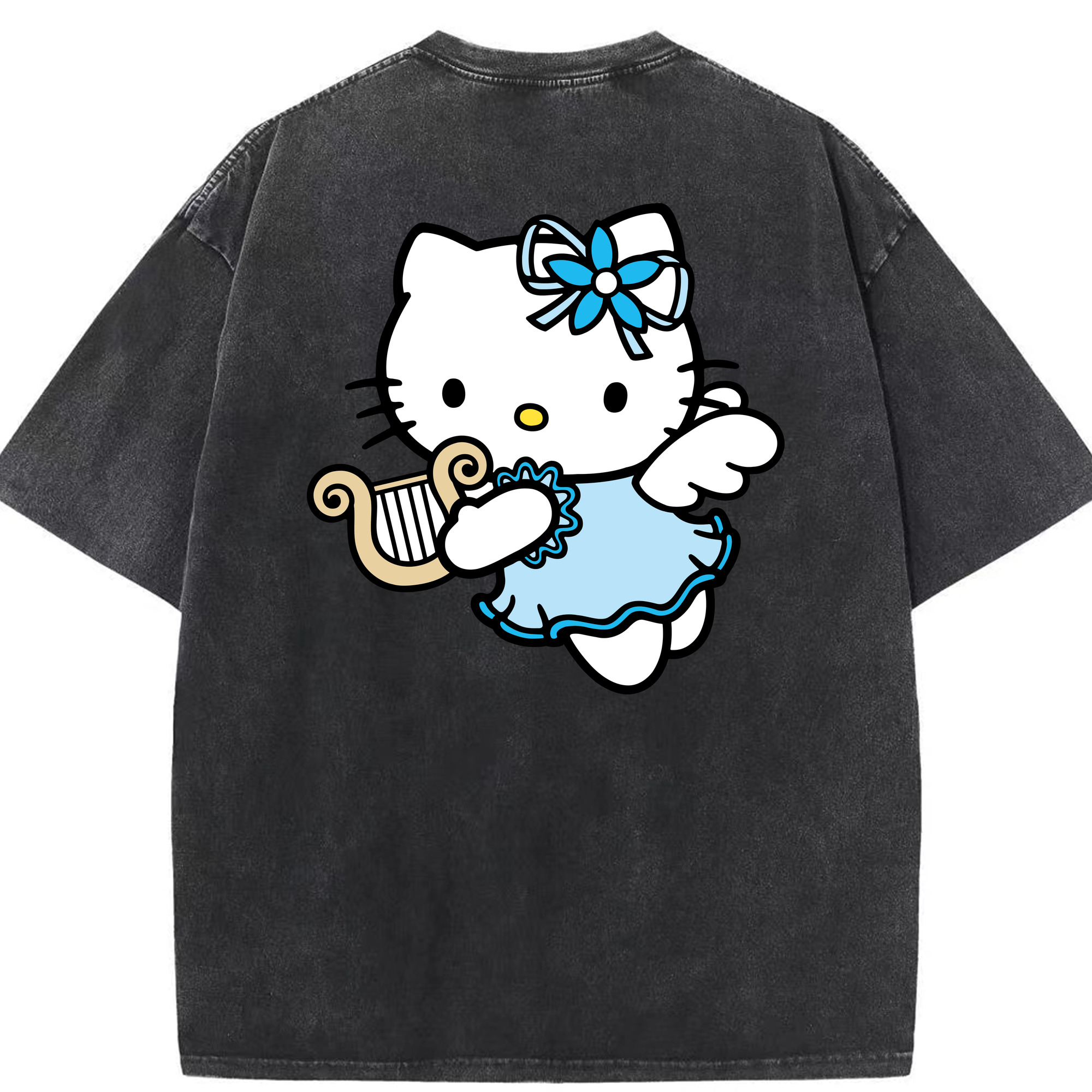 （画像用） Hello Kitty ハローキティ 綿100% ヴィンテージ風 半袖Tシャツ（背面プリント）