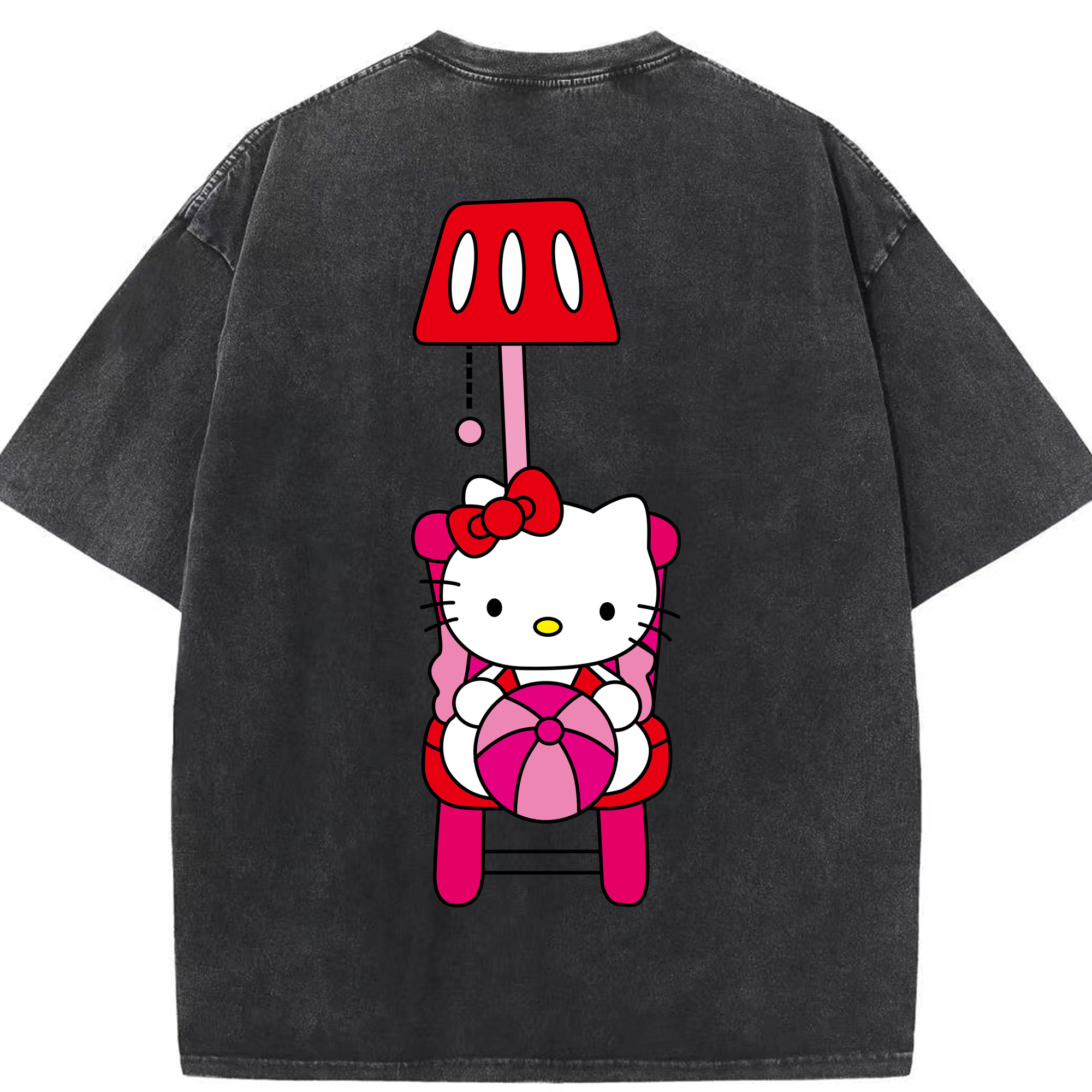 （画像用） Hello Kitty ハローキティ 綿100% ヴィンテージ風 半袖Tシャツ（背面プリント）