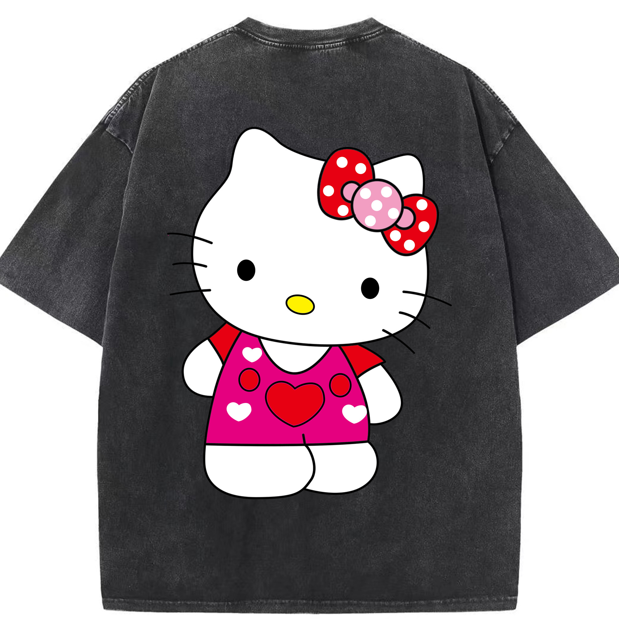 （画像用） Hello Kitty ハローキティ 綿100% ヴィンテージ風 半袖Tシャツ（背面プリント）