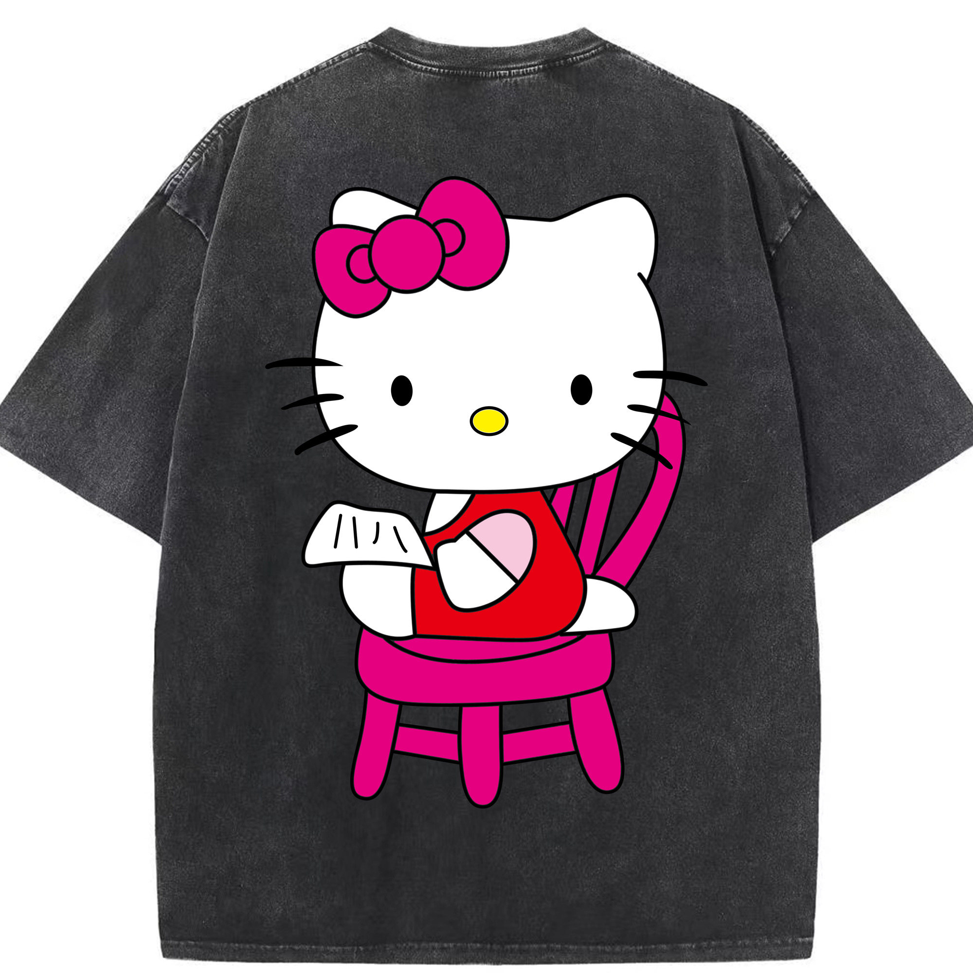 （画像用） Hello Kitty ハローキティ 綿100% ヴィンテージ風 半袖Tシャツ（背面プリント）