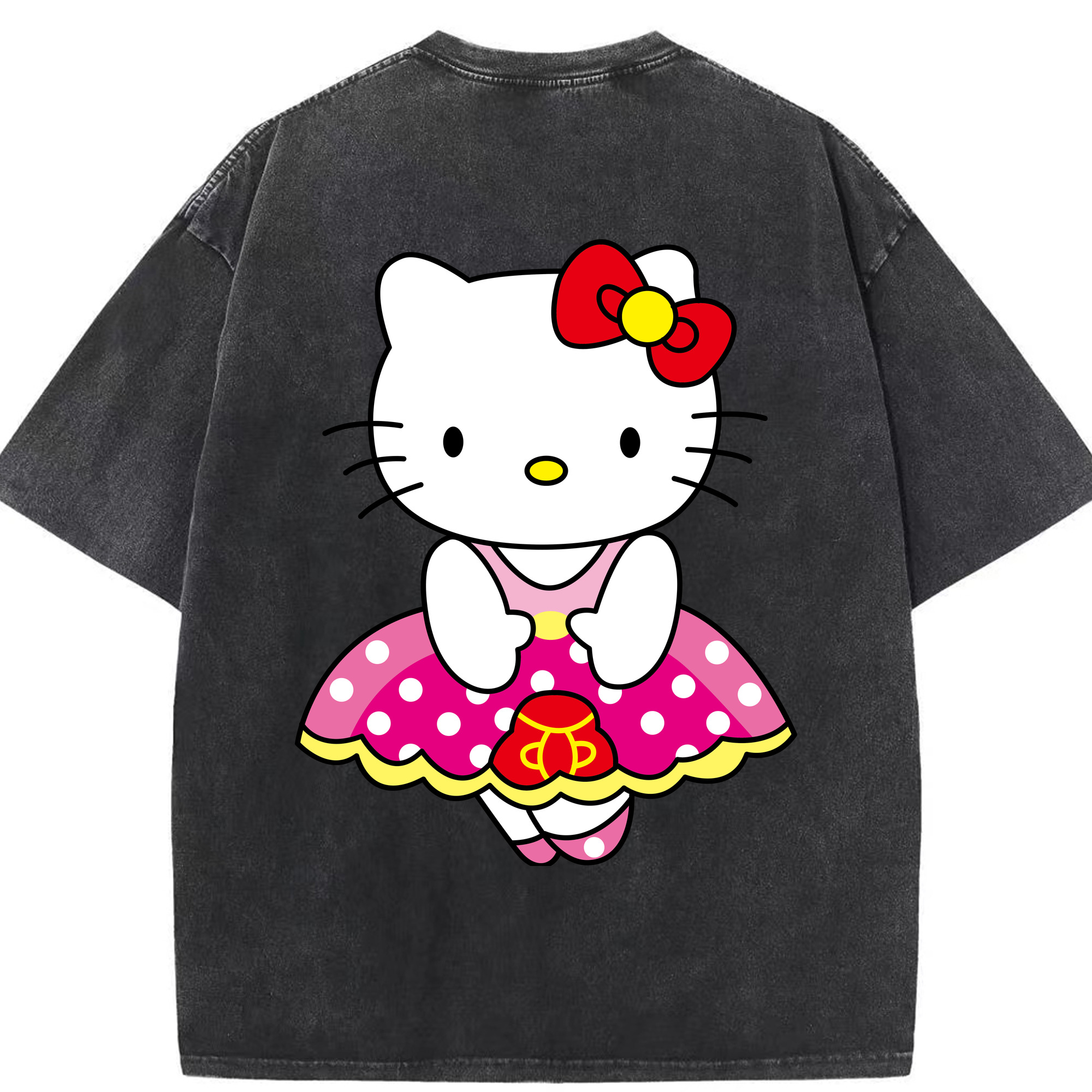 （画像用） Hello Kitty ハローキティ 綿100% ヴィンテージ風 半袖Tシャツ（背面プリント）