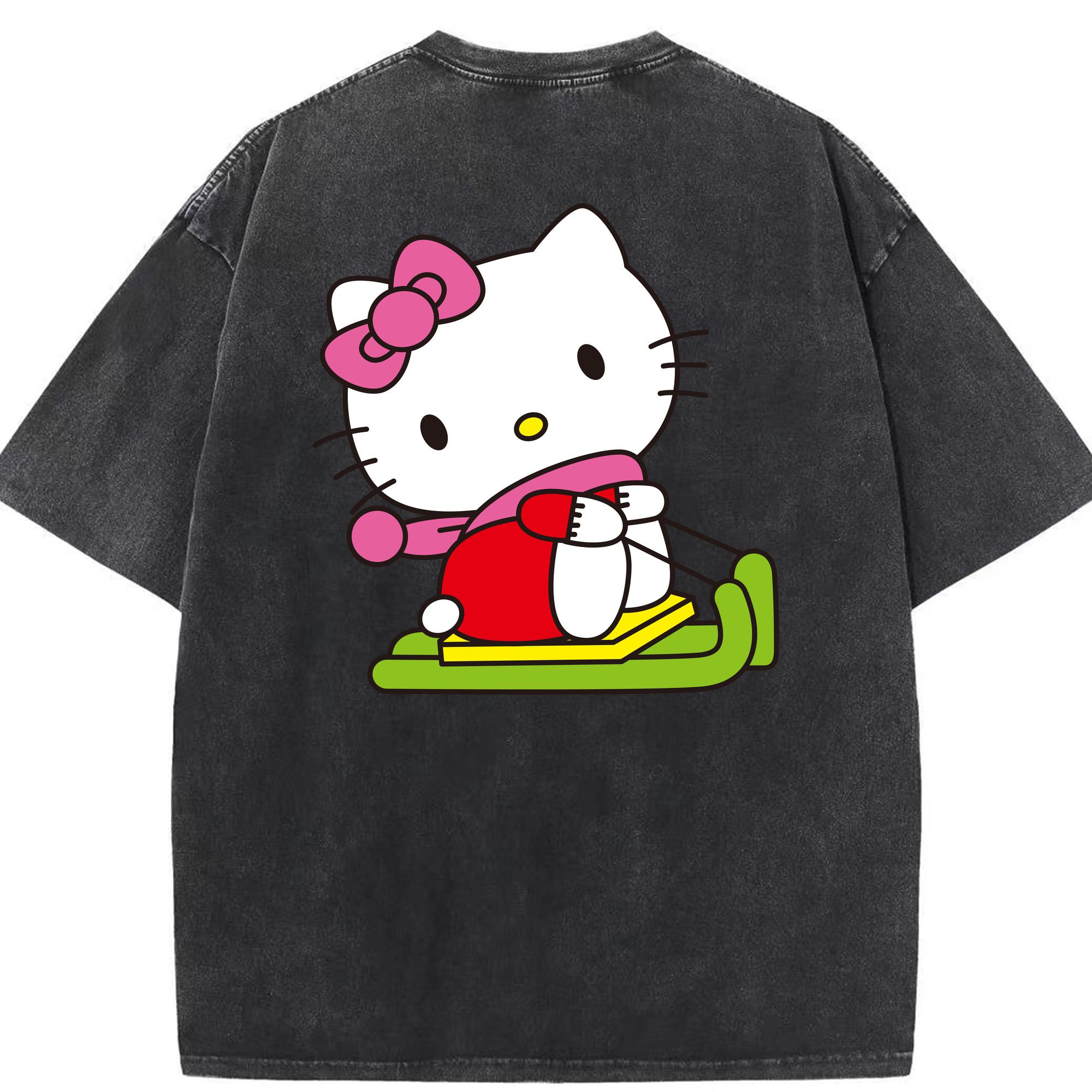 （画像用） Hello Kitty ハローキティ 綿100% ヴィンテージ風 半袖Tシャツ（背面プリント）