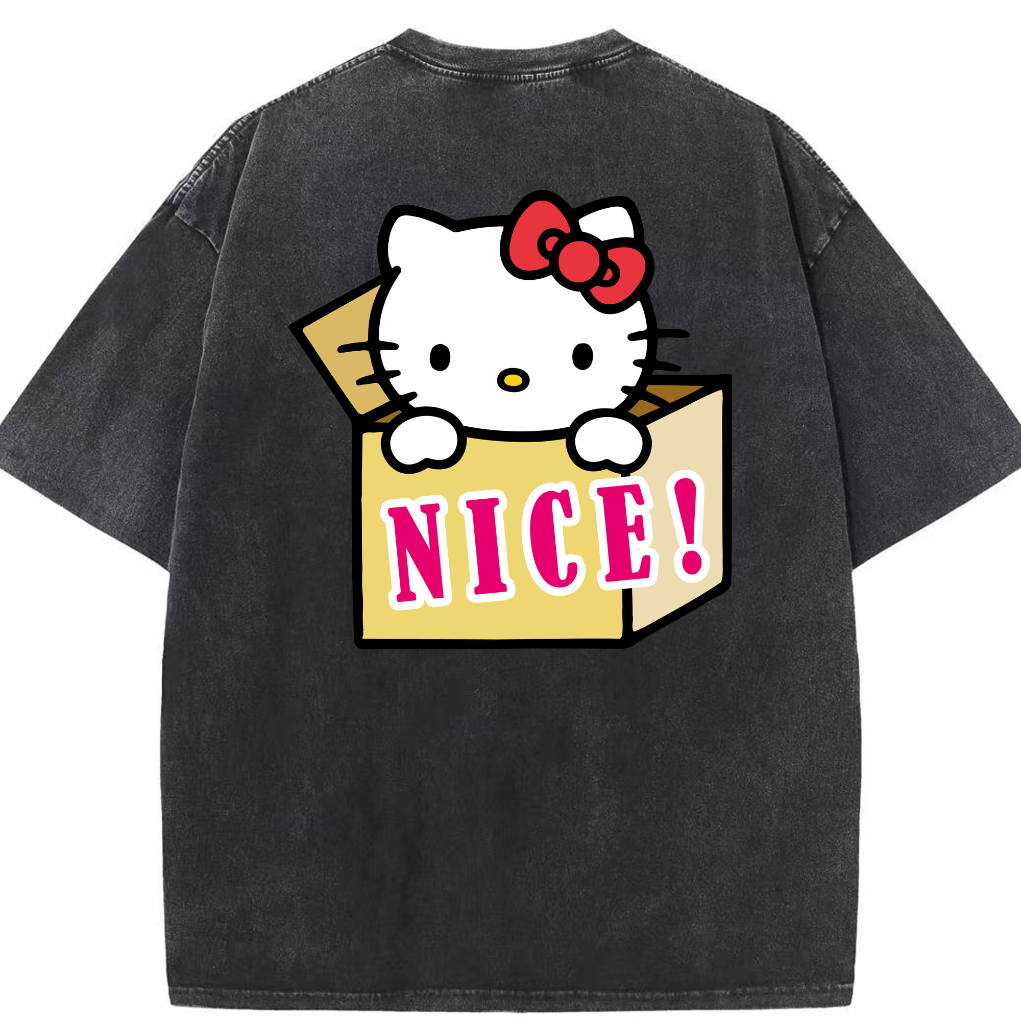 （画像用） Hello Kitty ハローキティ 綿100% ヴィンテージ風 半袖Tシャツ（背面プリント）