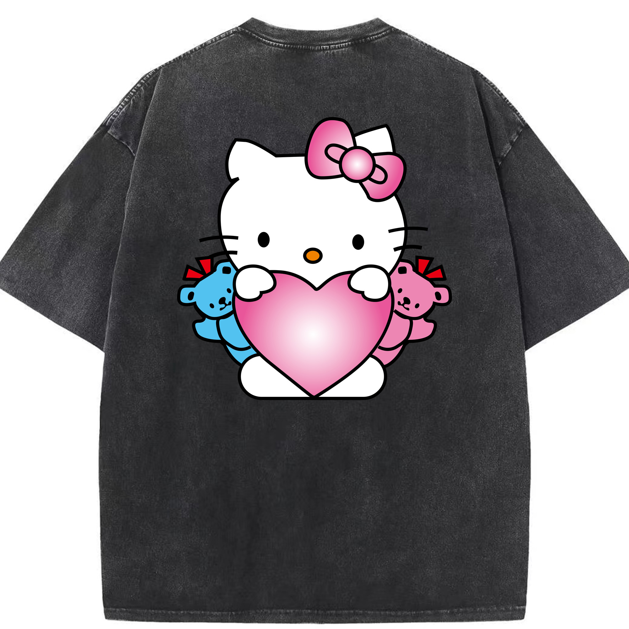 （画像用） Hello Kitty ハローキティ 綿100% ヴィンテージ風 半袖Tシャツ（背面プリント）
