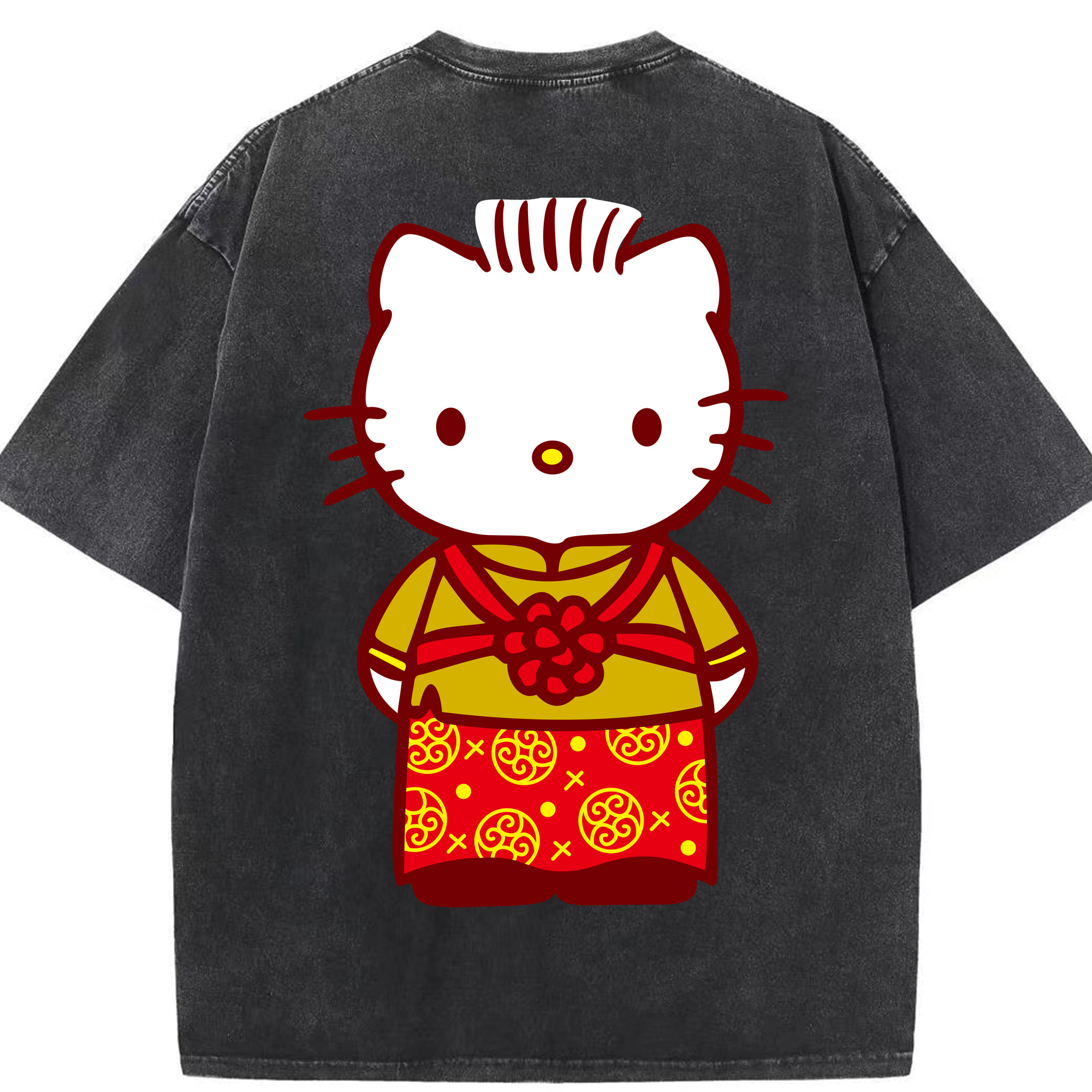 （画像用） Hello Kitty ハローキティ 綿100% ヴィンテージ風 半袖Tシャツ（背面プリント）