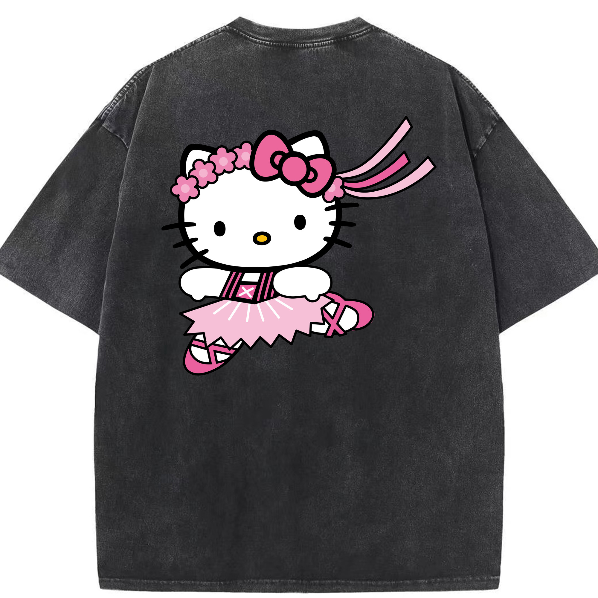 （画像用） Hello Kitty ハローキティ 綿100% ヴィンテージ風 半袖Tシャツ（背面プリント）