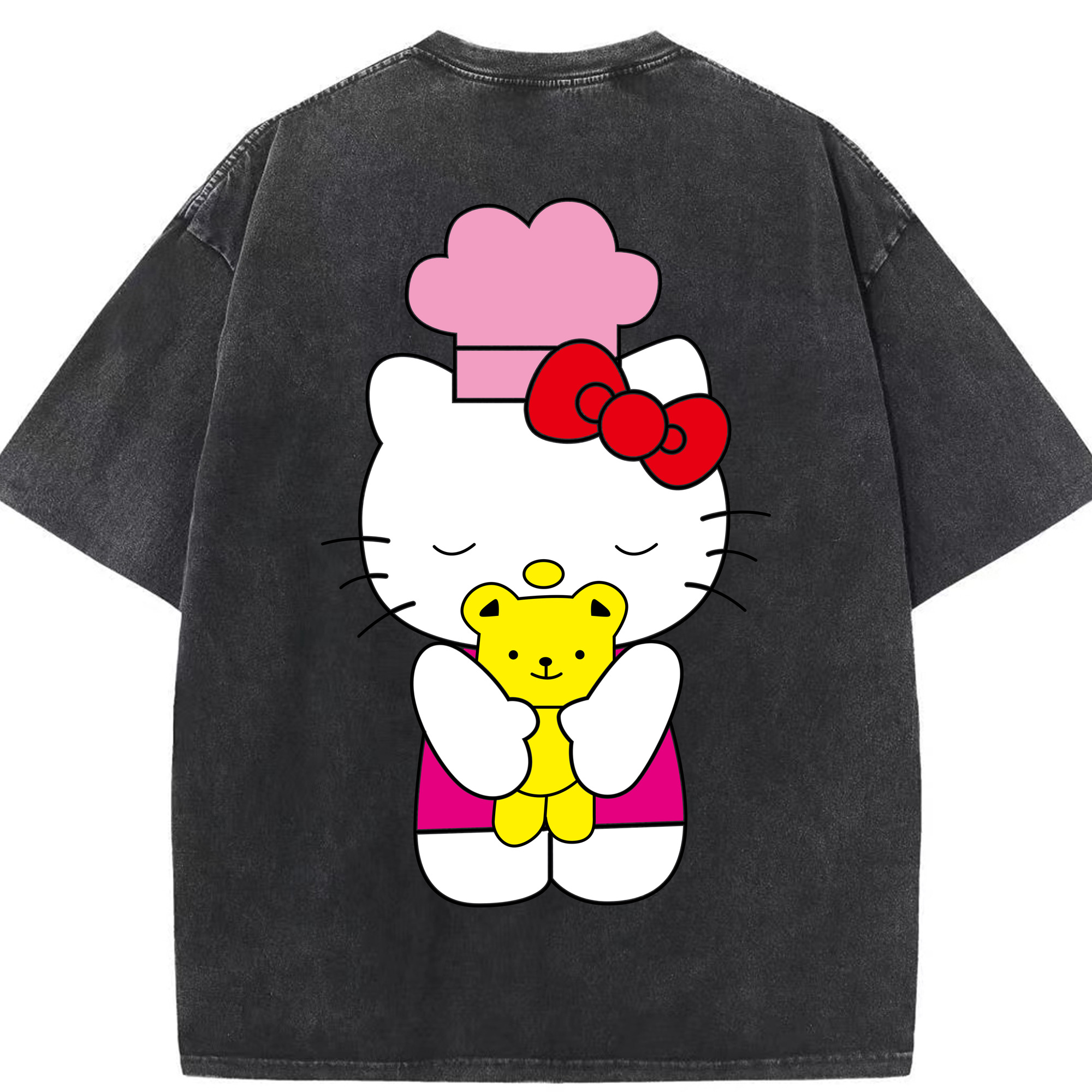 （画像用） Hello Kitty ハローキティ 綿100% ヴィンテージ風 半袖Tシャツ（背面プリント）