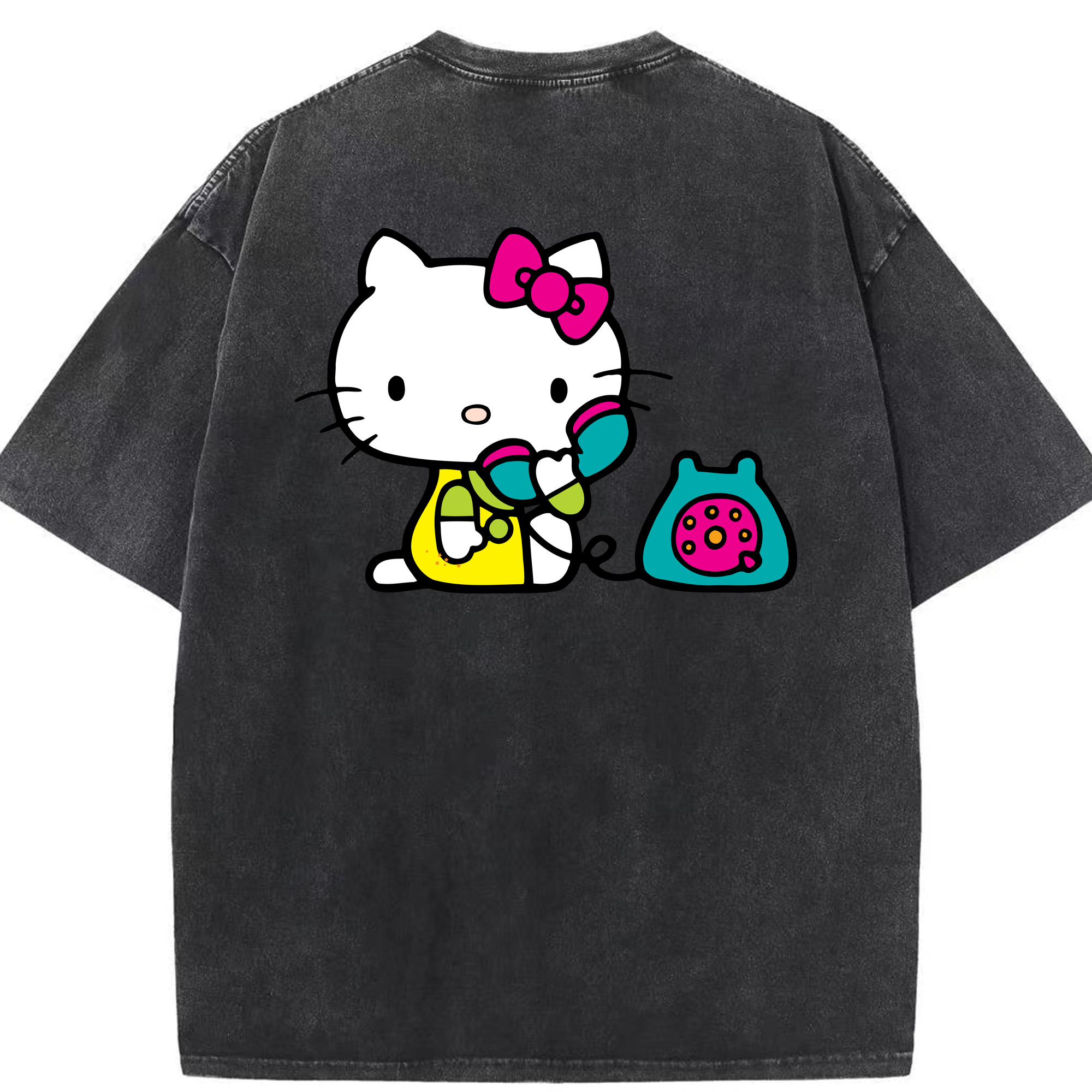 （画像用） Hello Kitty ハローキティ 綿100% ヴィンテージ風 半袖Tシャツ（背面プリント）