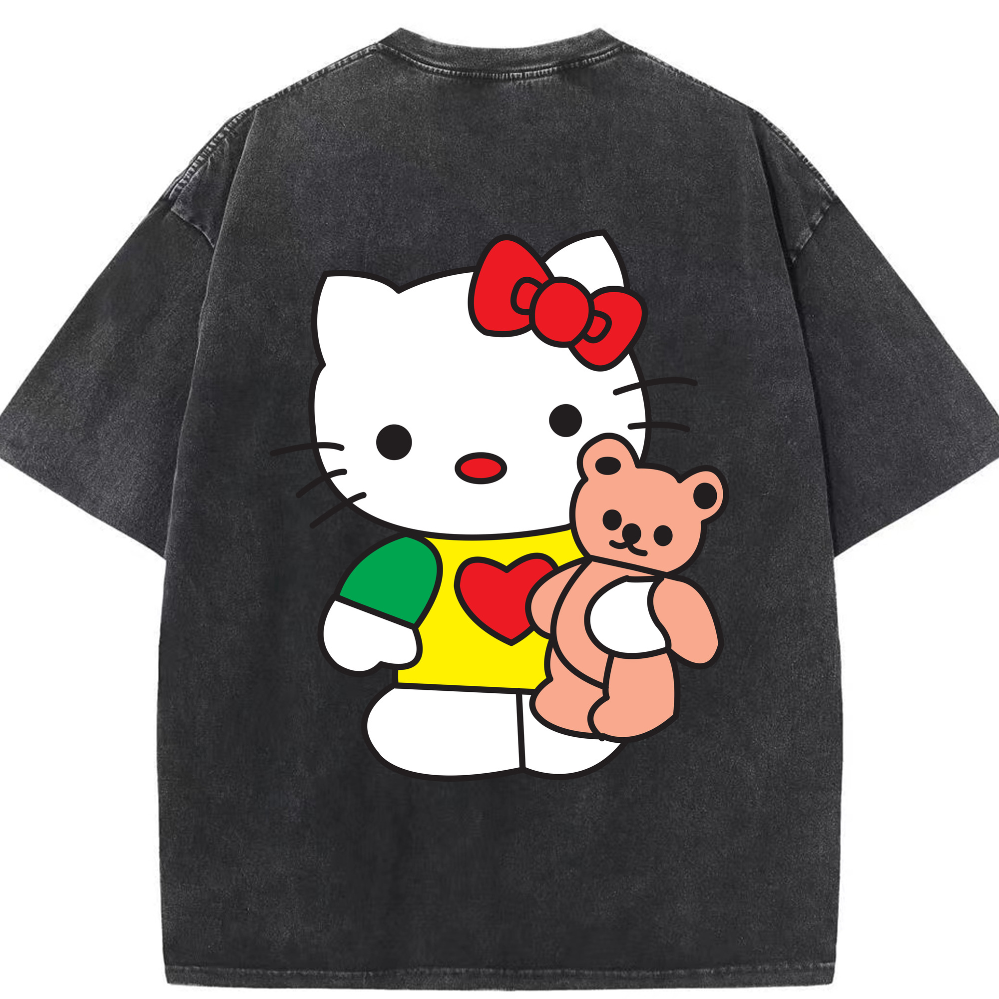 （画像用） Hello Kitty ハローキティ 綿100% ヴィンテージ風 半袖Tシャツ（背面プリント）