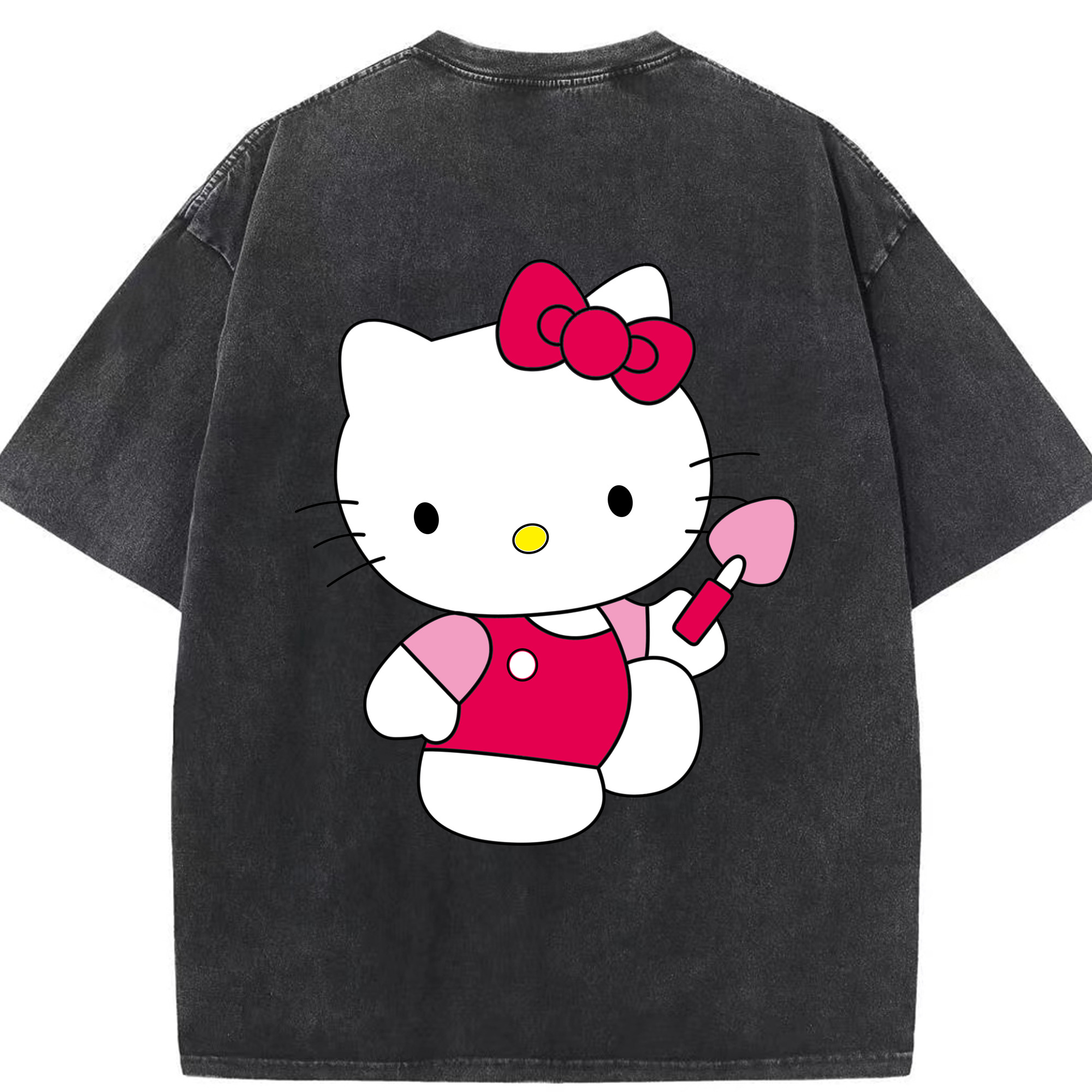 （画像用） Hello Kitty ハローキティ 綿100% ヴィンテージ風 半袖Tシャツ（背面プリント）
