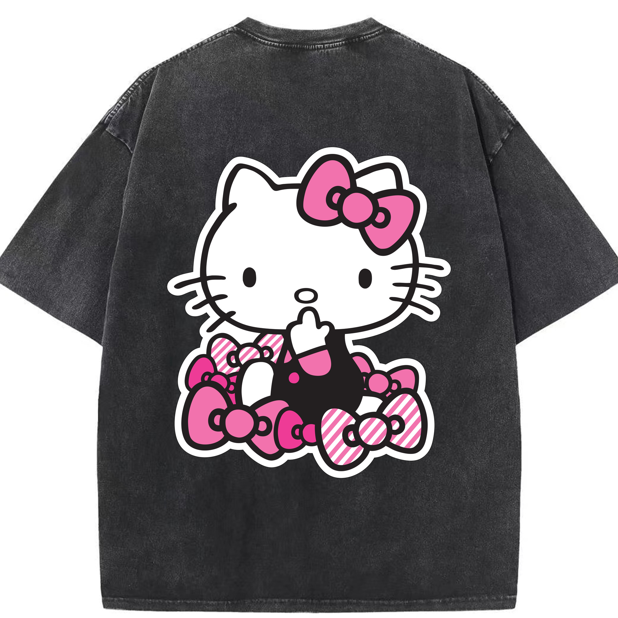 （画像用） Hello Kitty ハローキティ 綿100% ヴィンテージ風 半袖Tシャツ（背面プリント）