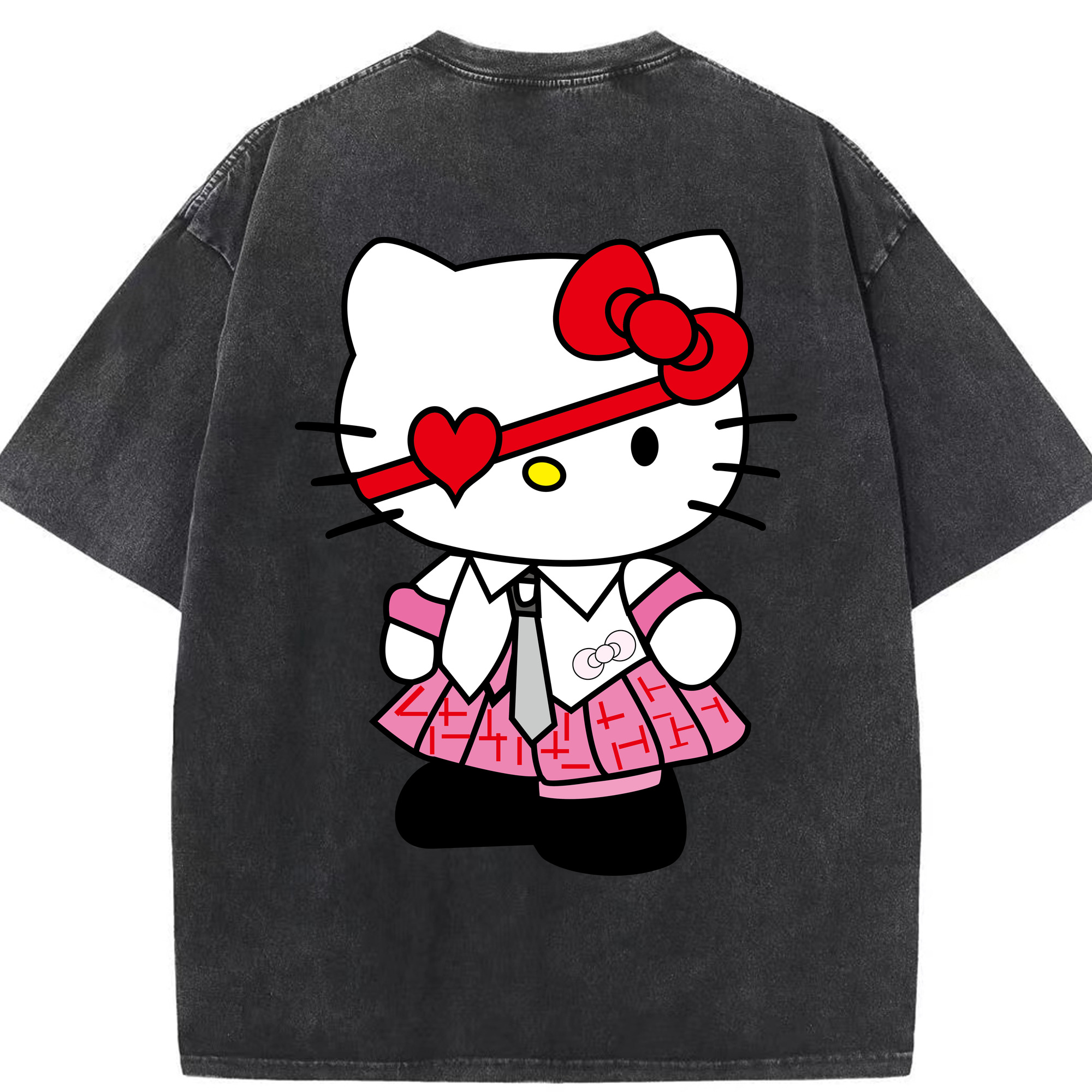 （画像用） Hello Kitty ハローキティ 綿100% ヴィンテージ風 半袖Tシャツ（背面プリント）