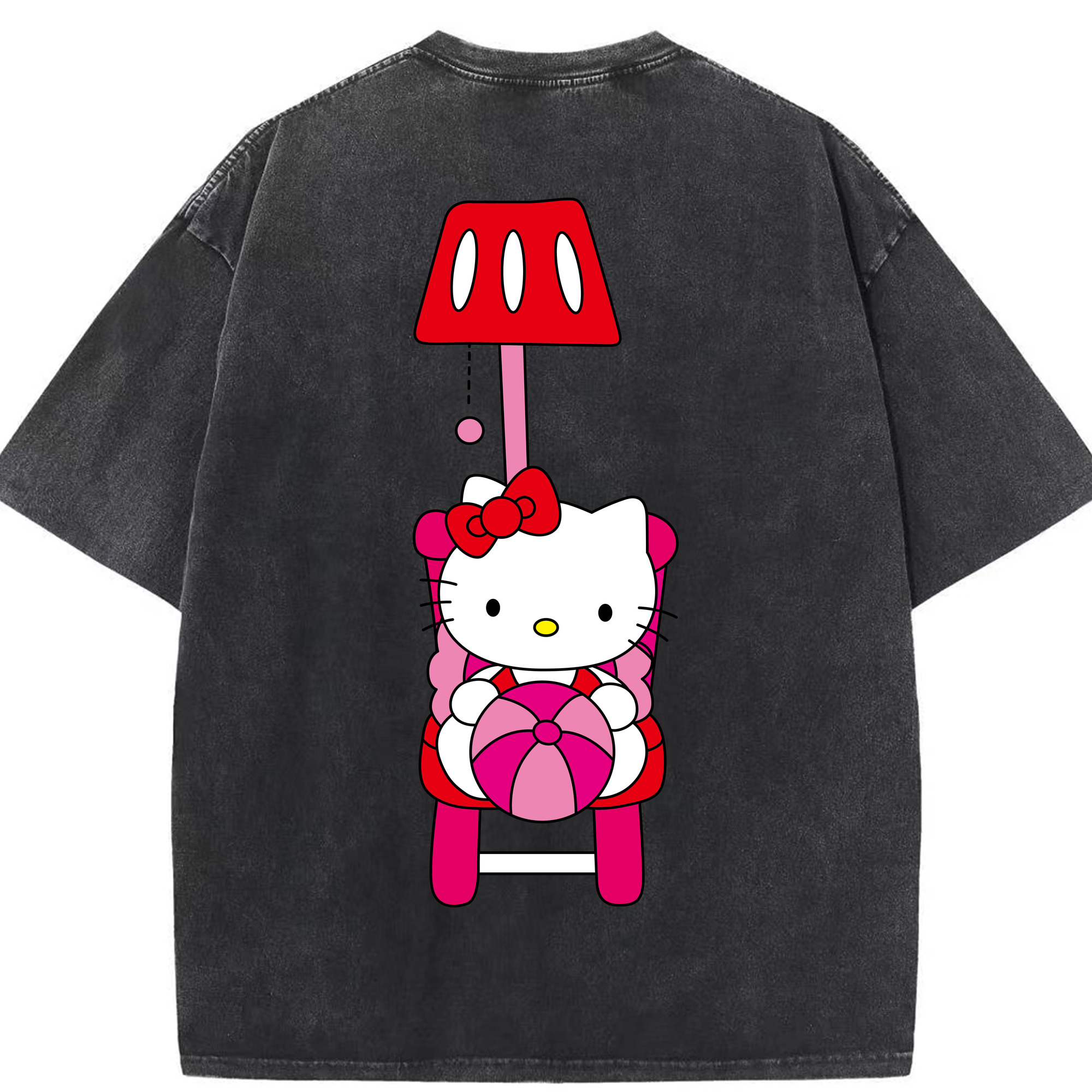 （画像用） Hello Kitty ハローキティ 綿100% ヴィンテージ風 半袖Tシャツ（背面プリント）