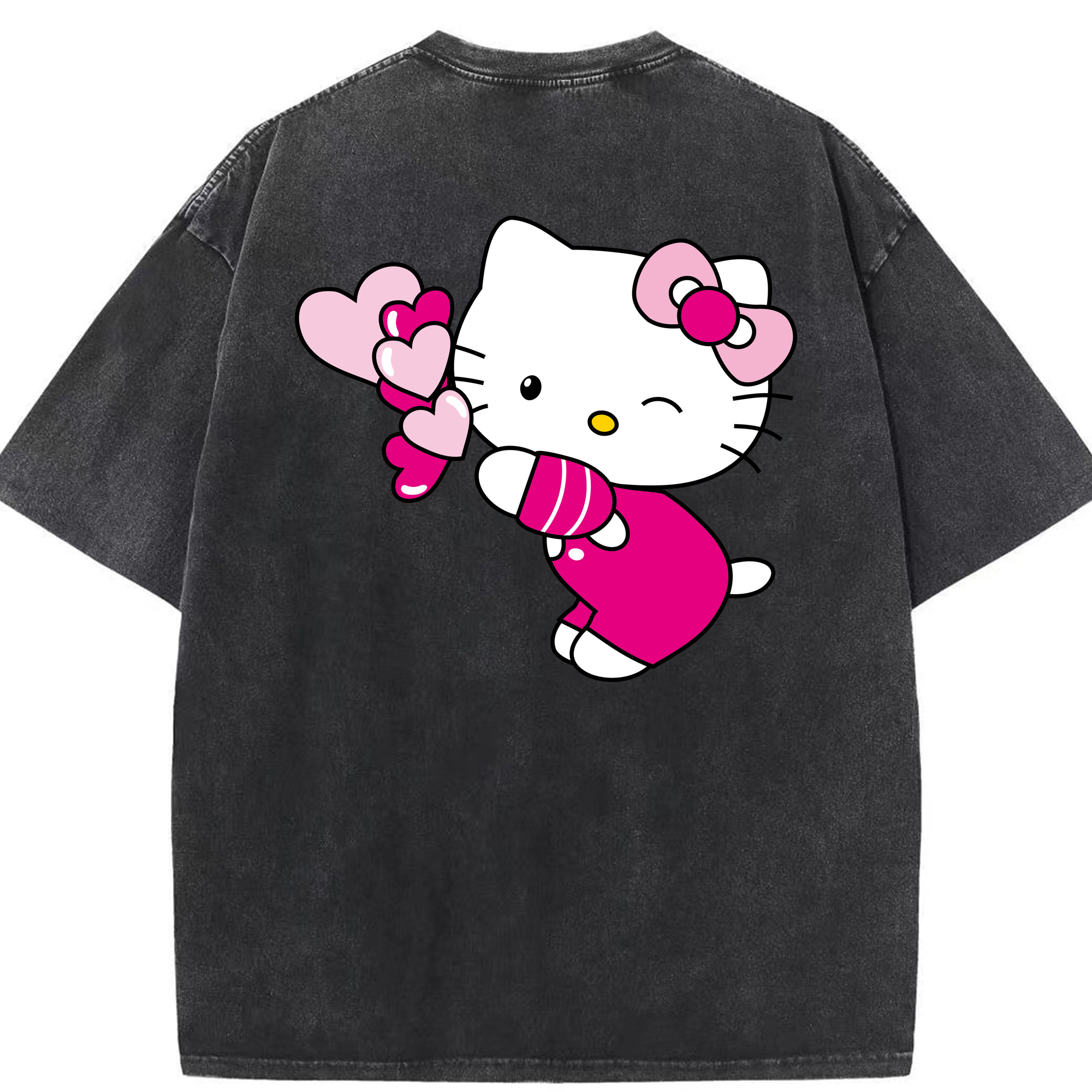 （画像用） Hello Kitty ハローキティ 綿100% ヴィンテージ風 半袖Tシャツ（背面プリント）