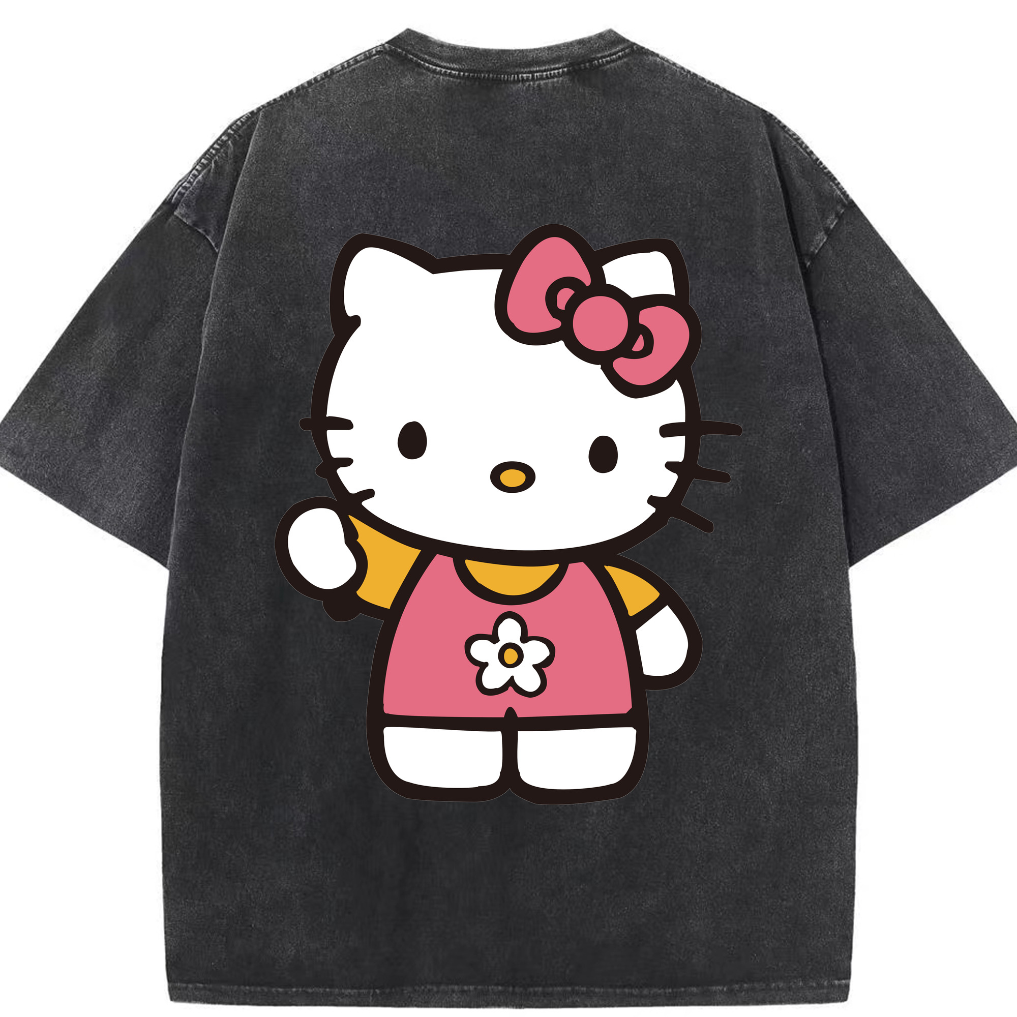 （画像用） Hello Kitty ハローキティ 綿100% ヴィンテージ風 半袖Tシャツ（背面プリント）