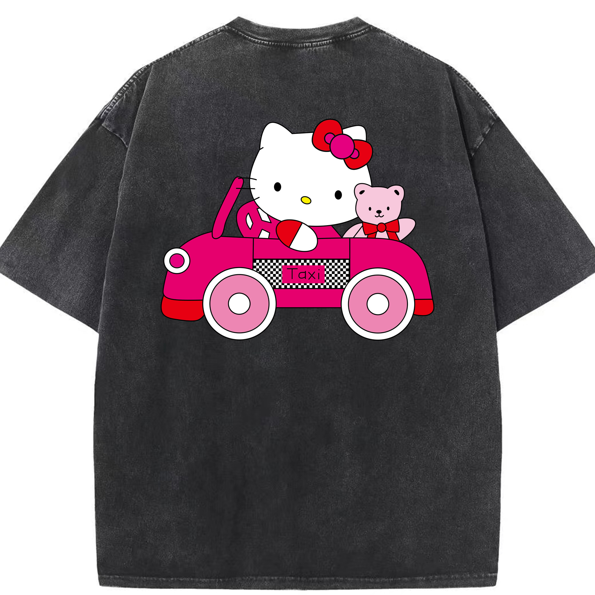 （画像用） Hello Kitty ハローキティ 綿100% ヴィンテージ風 半袖Tシャツ（背面プリント）