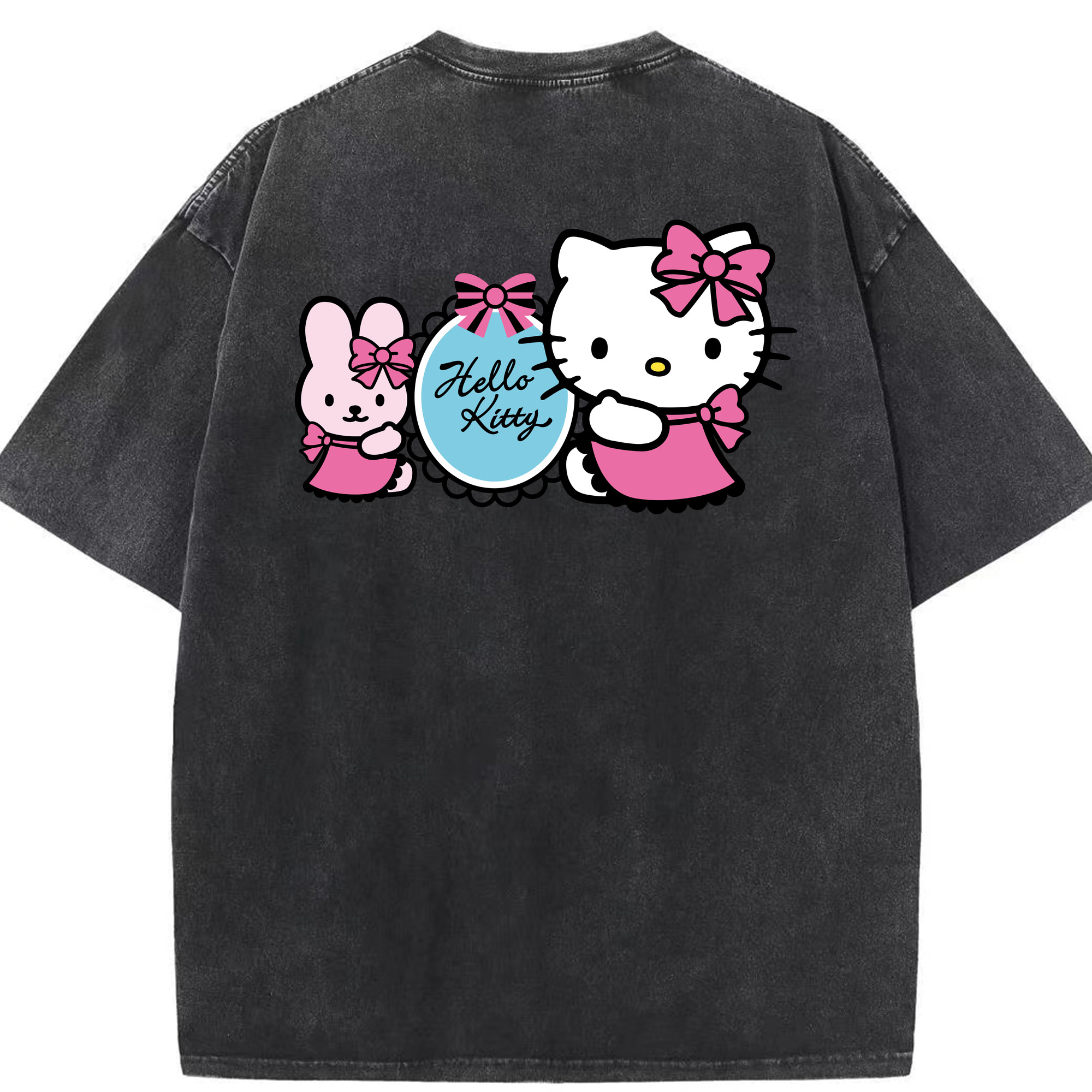（画像用） Hello Kitty ハローキティ 綿100% ヴィンテージ風 半袖Tシャツ（背面プリント）