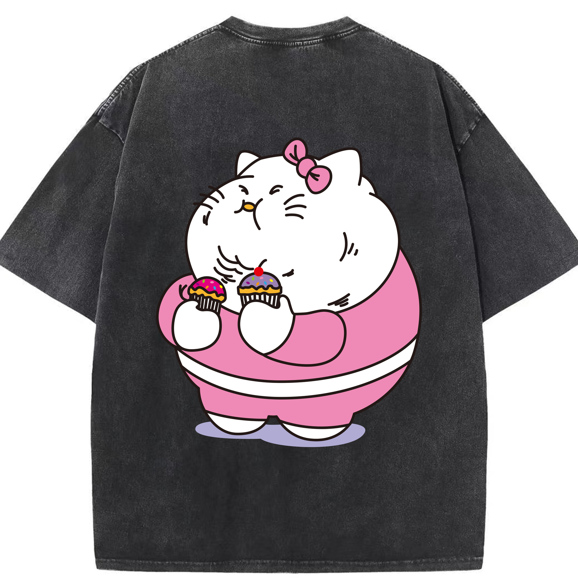 （画像用） Hello Kitty ハローキティ 綿100% ヴィンテージ風 半袖Tシャツ（背面プリント）