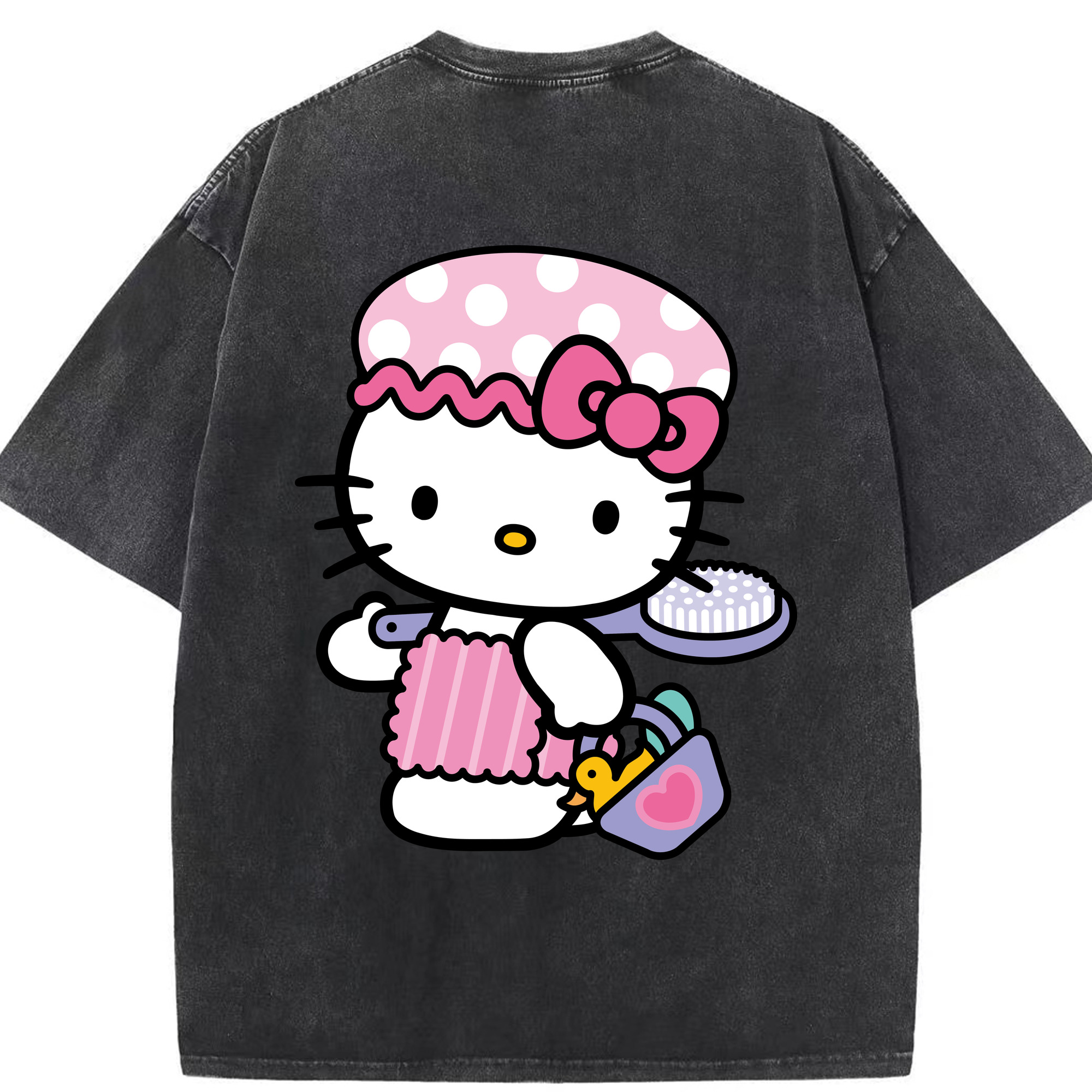 （画像用） Hello Kitty ハローキティ 綿100% ヴィンテージ風 半袖Tシャツ（背面プリント）