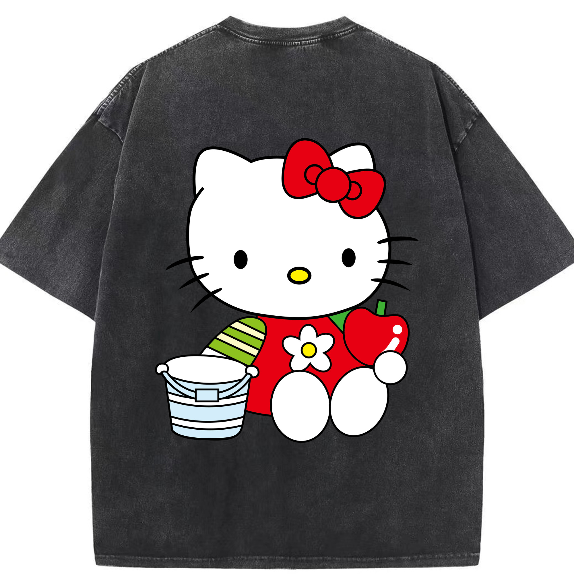 （画像用） Hello Kitty ハローキティ 綿100% ヴィンテージ風 半袖Tシャツ（背面プリント）