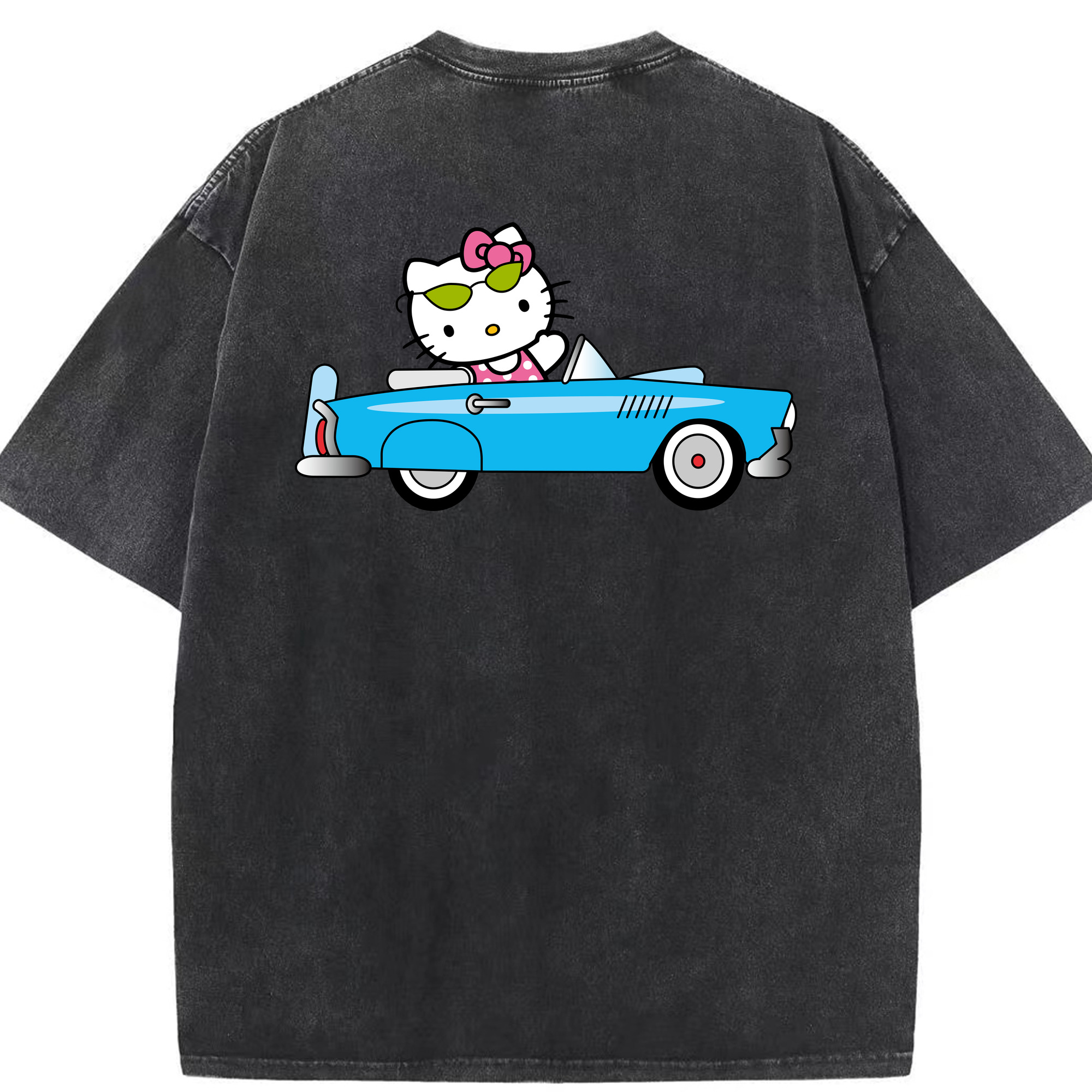 （画像用） Hello Kitty ハローキティ 綿100% ヴィンテージ風 半袖Tシャツ（背面プリント）