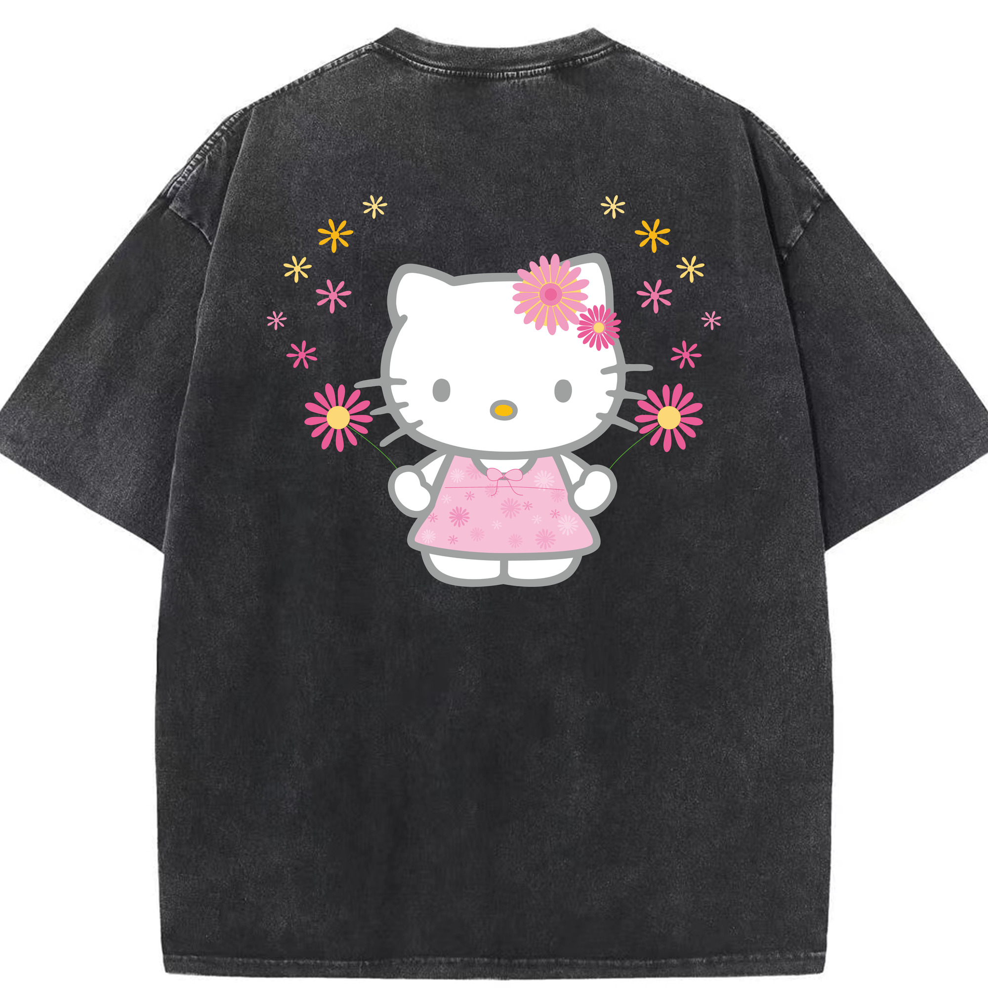 （画像用） Hello Kitty ハローキティ 綿100% ヴィンテージ風 半袖Tシャツ（背面プリント）