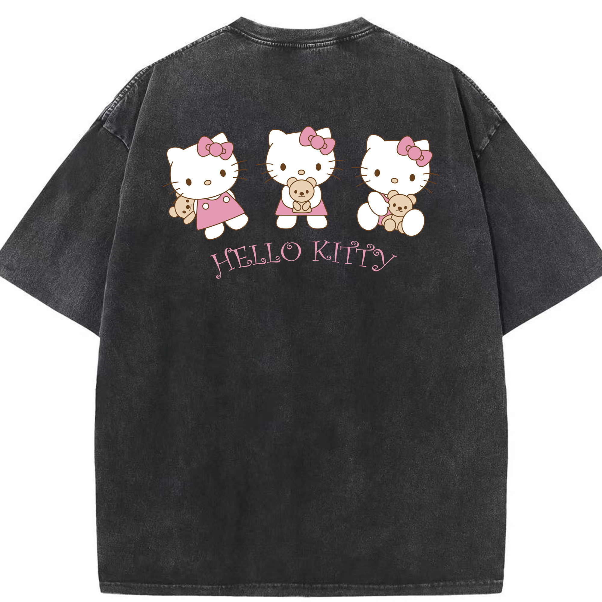 （画像用） Hello Kitty ハローキティ 綿100% ヴィンテージ風 半袖Tシャツ（背面プリント）