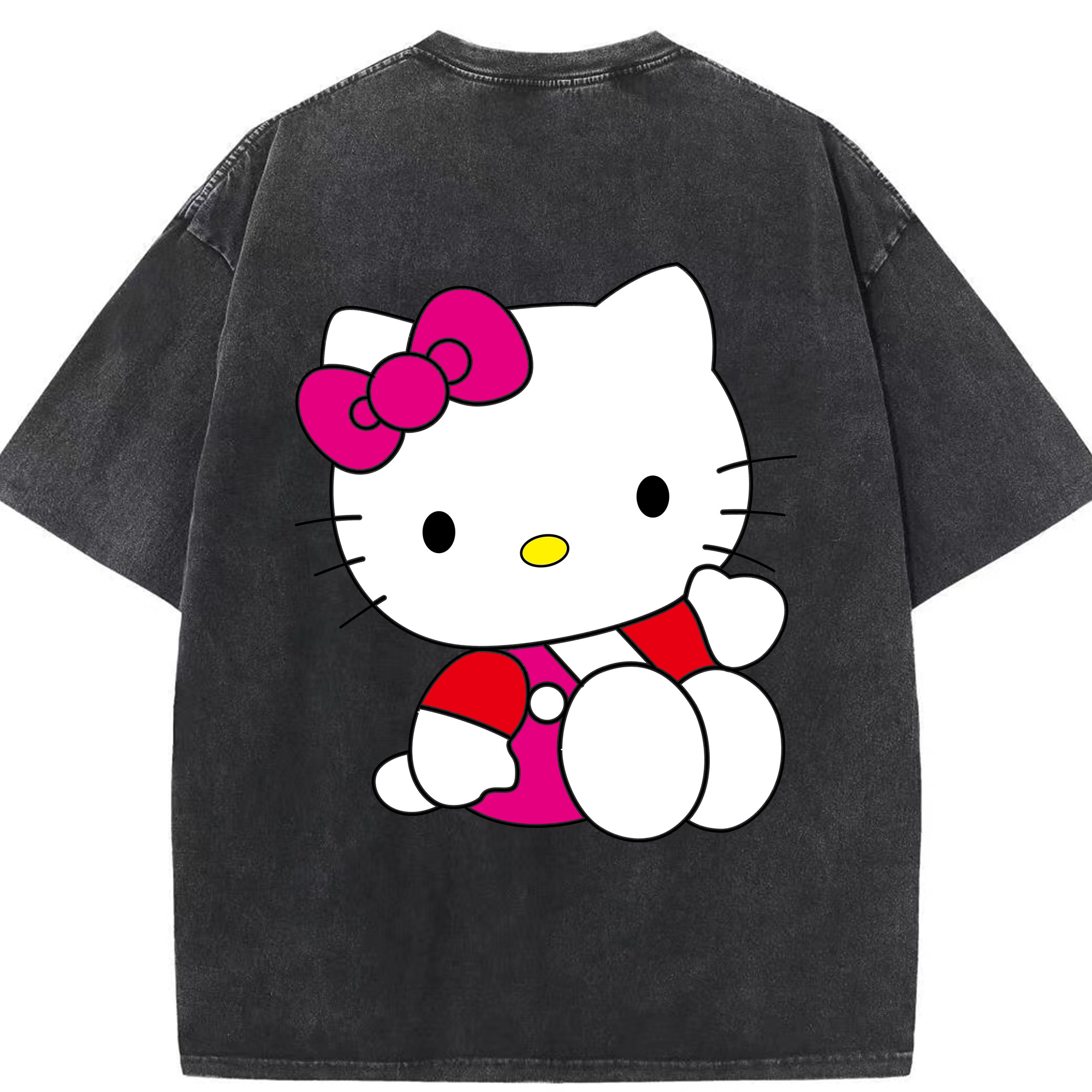 （画像用） Hello Kitty ハローキティ 綿100% ヴィンテージ風 半袖Tシャツ（背面プリント）