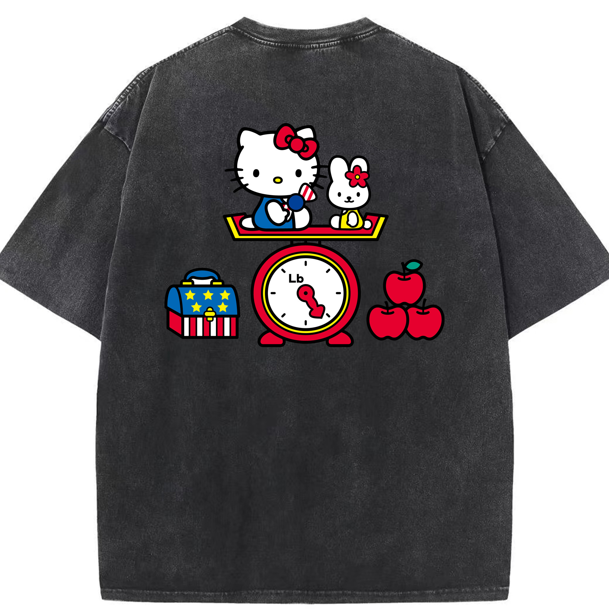 （画像用） Hello Kitty ハローキティ 綿100% ヴィンテージ風 半袖Tシャツ（背面プリント）