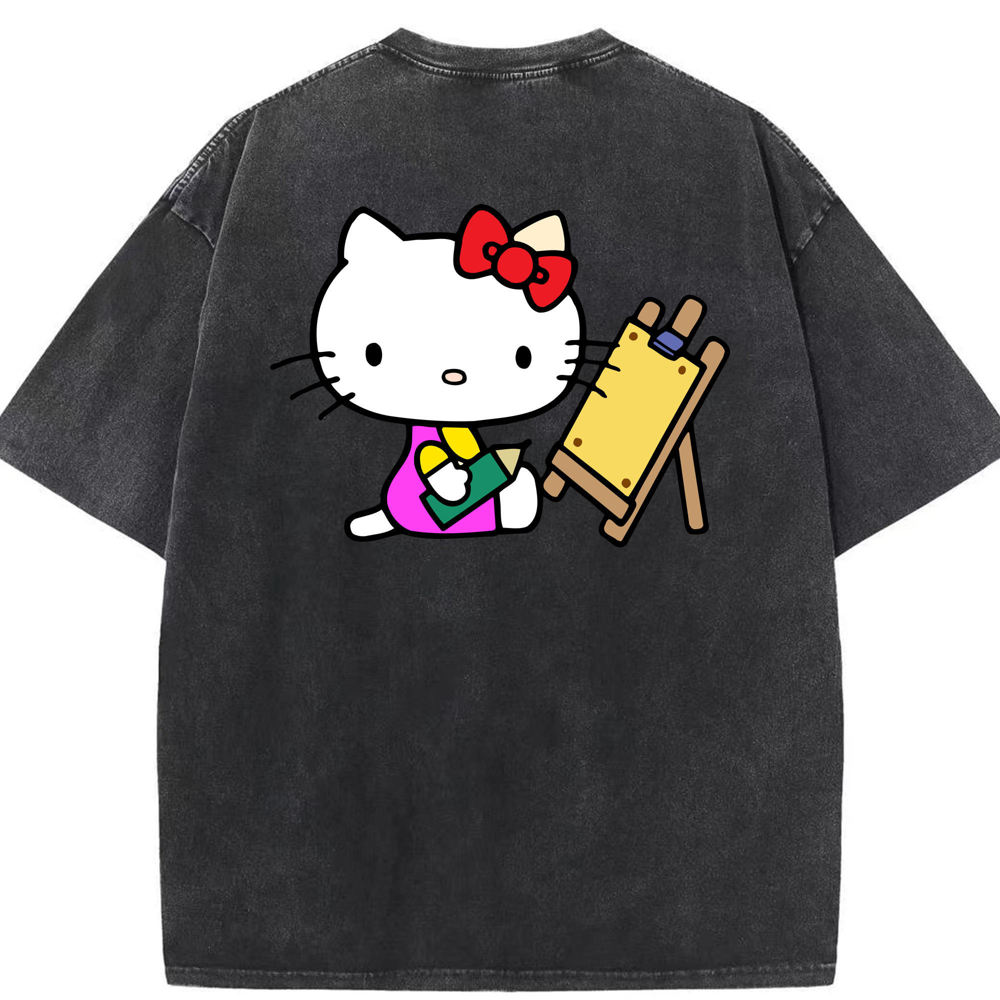 （画像用） Hello Kitty ハローキティ 綿100% ヴィンテージ風 半袖Tシャツ（背面プリント）