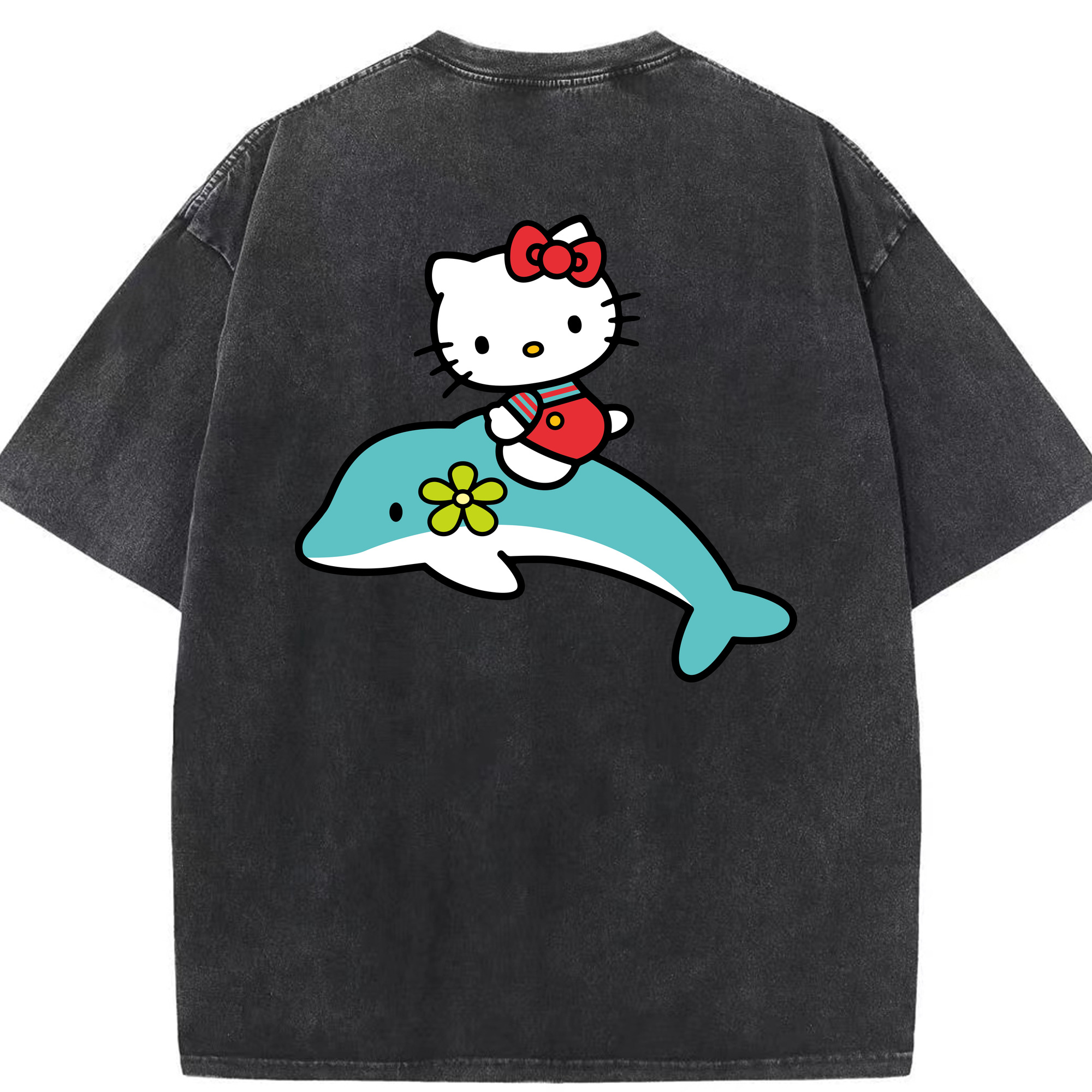 （画像用） Hello Kitty ハローキティ 綿100% ヴィンテージ風 半袖Tシャツ（背面プリント）