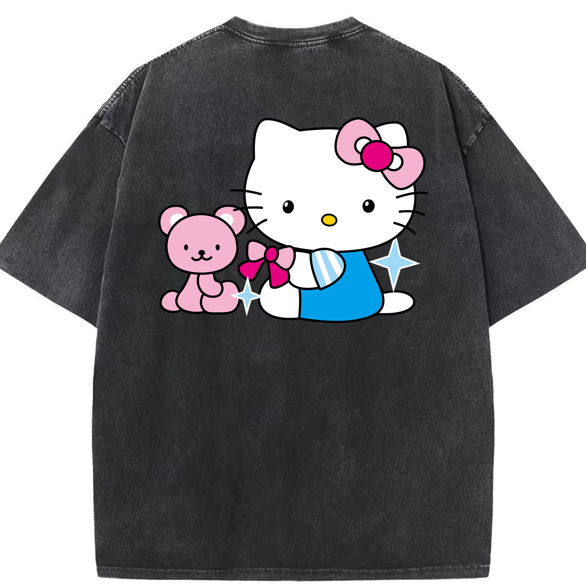 （画像用） Hello Kitty ハローキティ 綿100% ヴィンテージ風 半袖Tシャツ（背面プリント）
