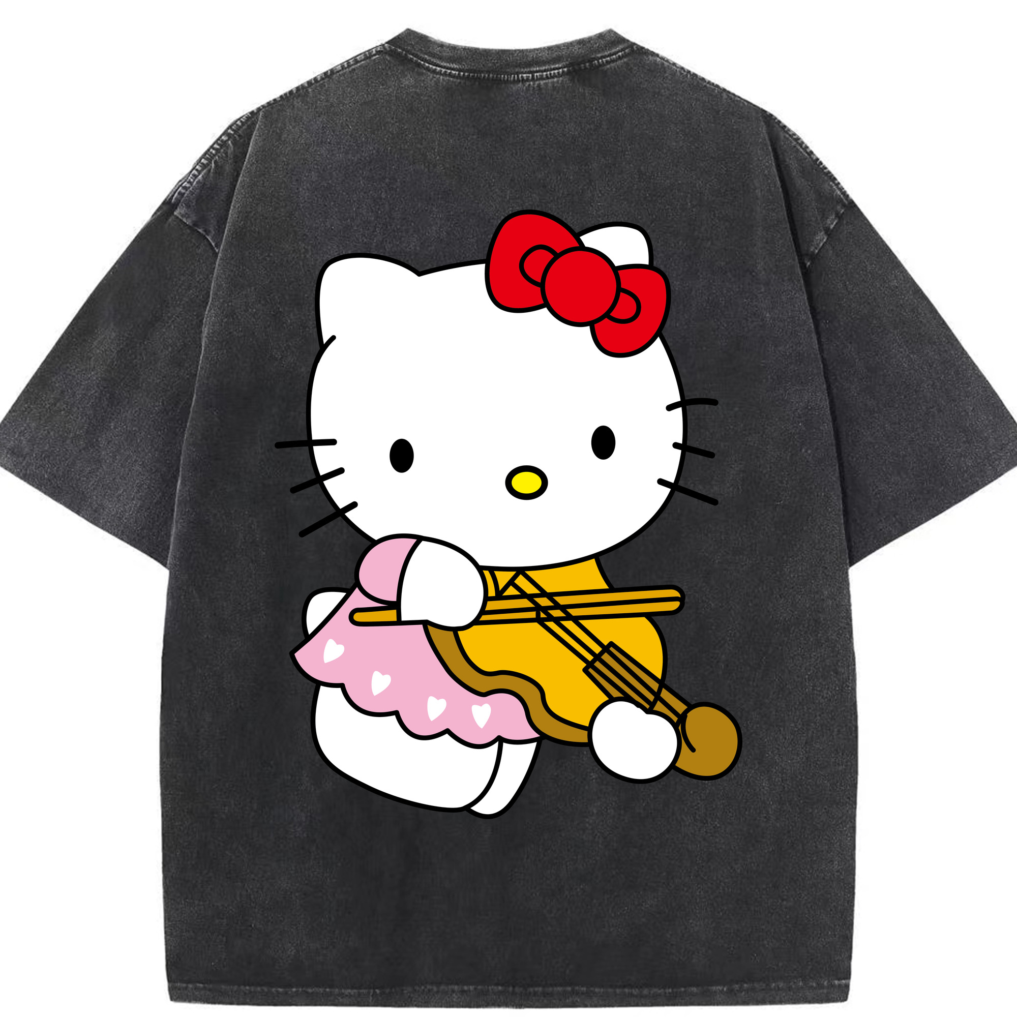 （画像用） Hello Kitty ハローキティ 綿100% ヴィンテージ風 半袖Tシャツ（背面プリント）