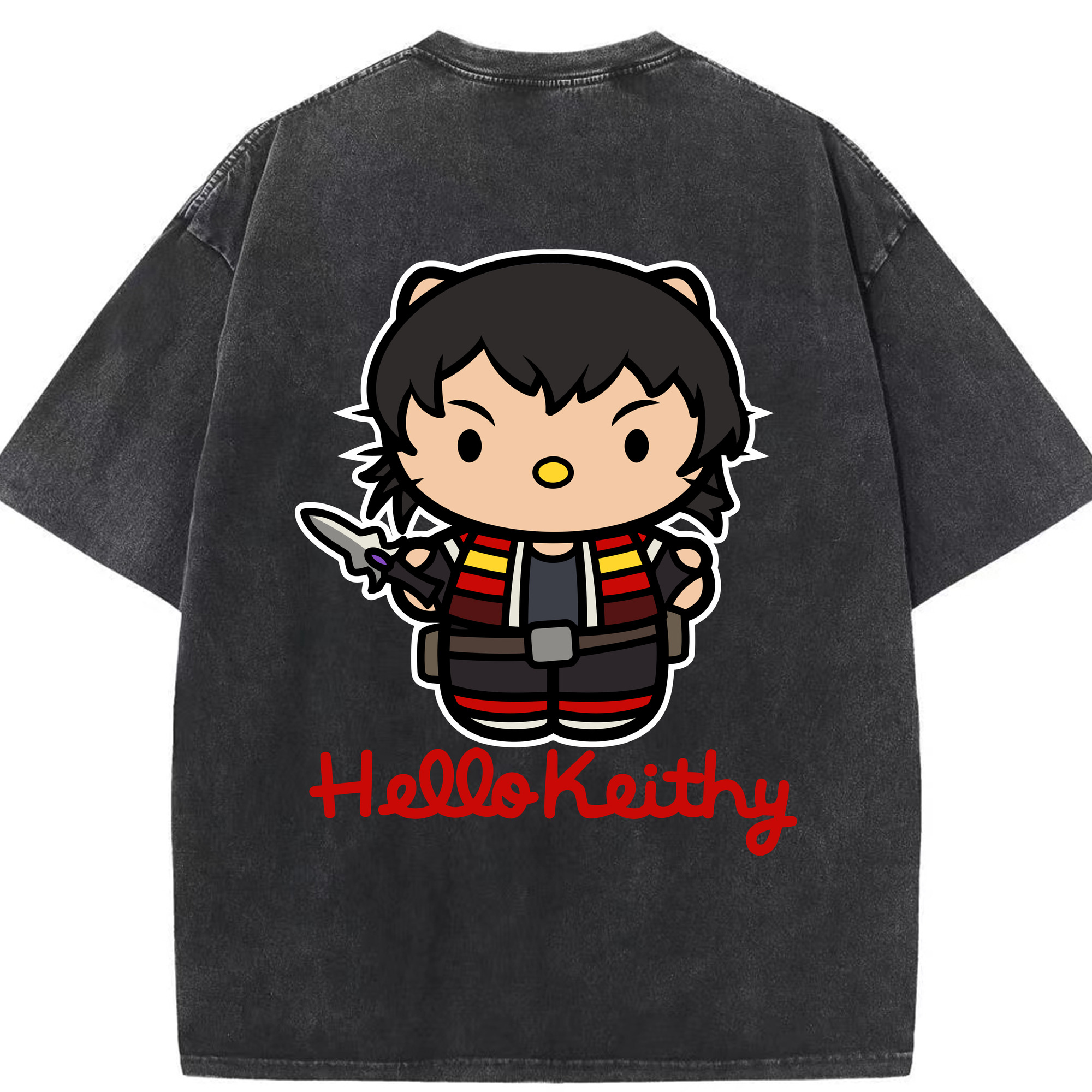 （画像用） Hello Kitty ハローキティ 綿100% ヴィンテージ風 半袖Tシャツ（背面プリント）