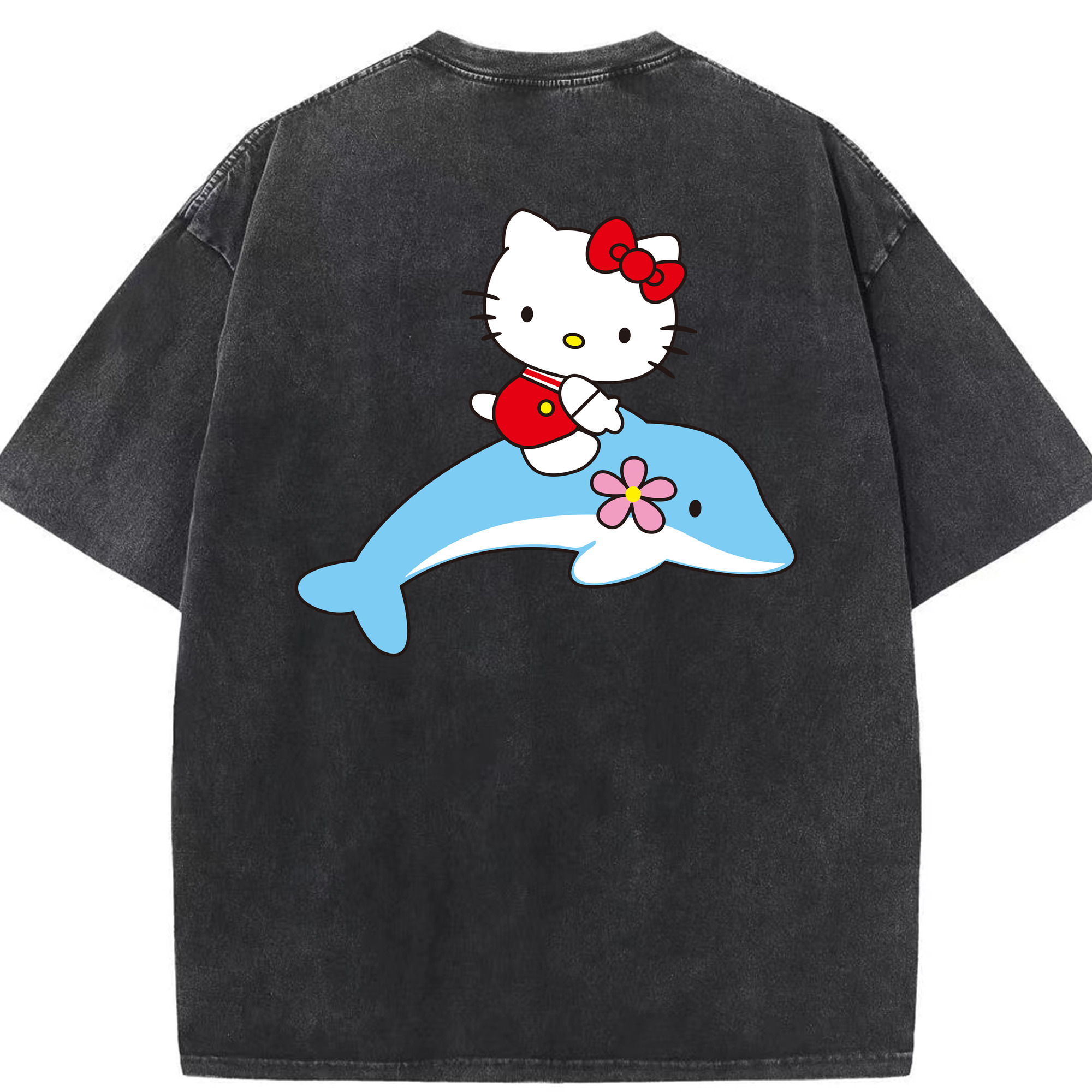 （画像用） Hello Kitty ハローキティ 綿100% ヴィンテージ風 半袖Tシャツ（背面プリント）